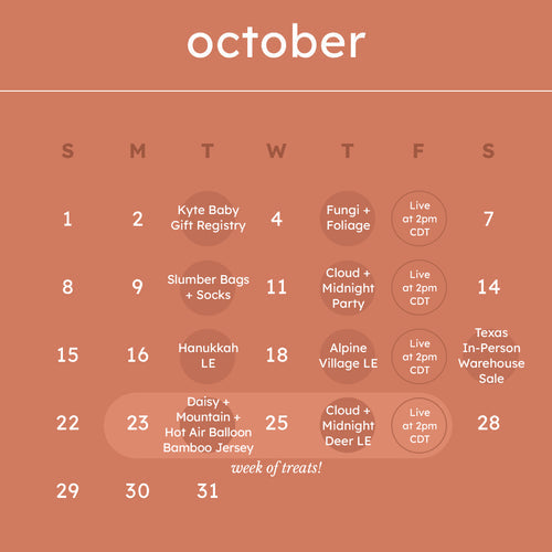 October 2023 Kyte Baby Launch Calendar
