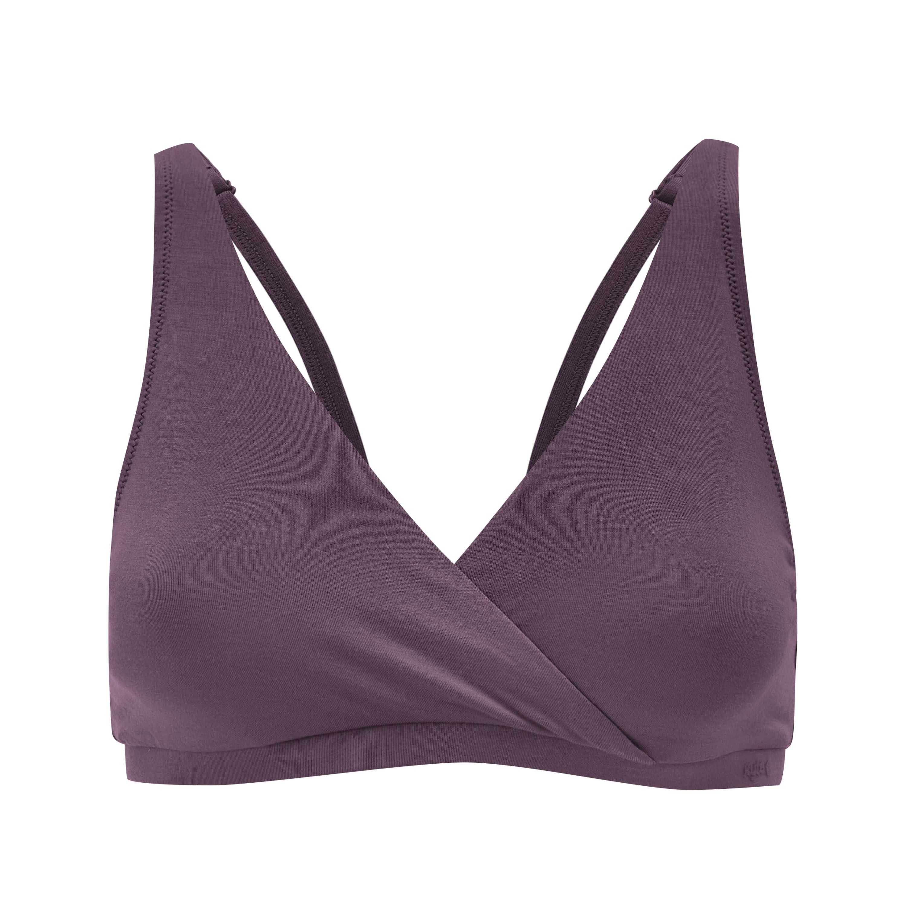 Front of Women's Cross Front Bralette in Currant