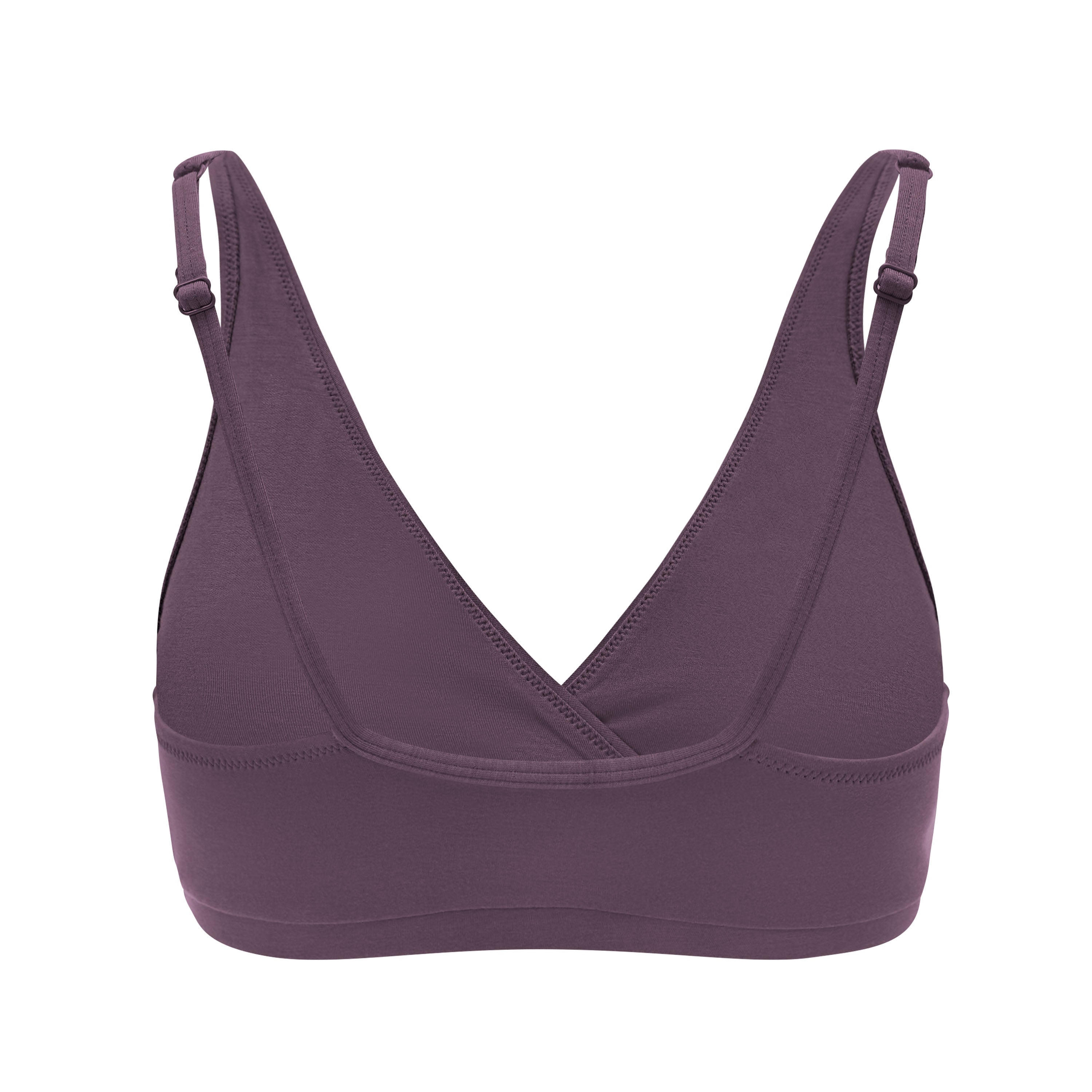 Back of Women's Cross Front Bralette in Currant