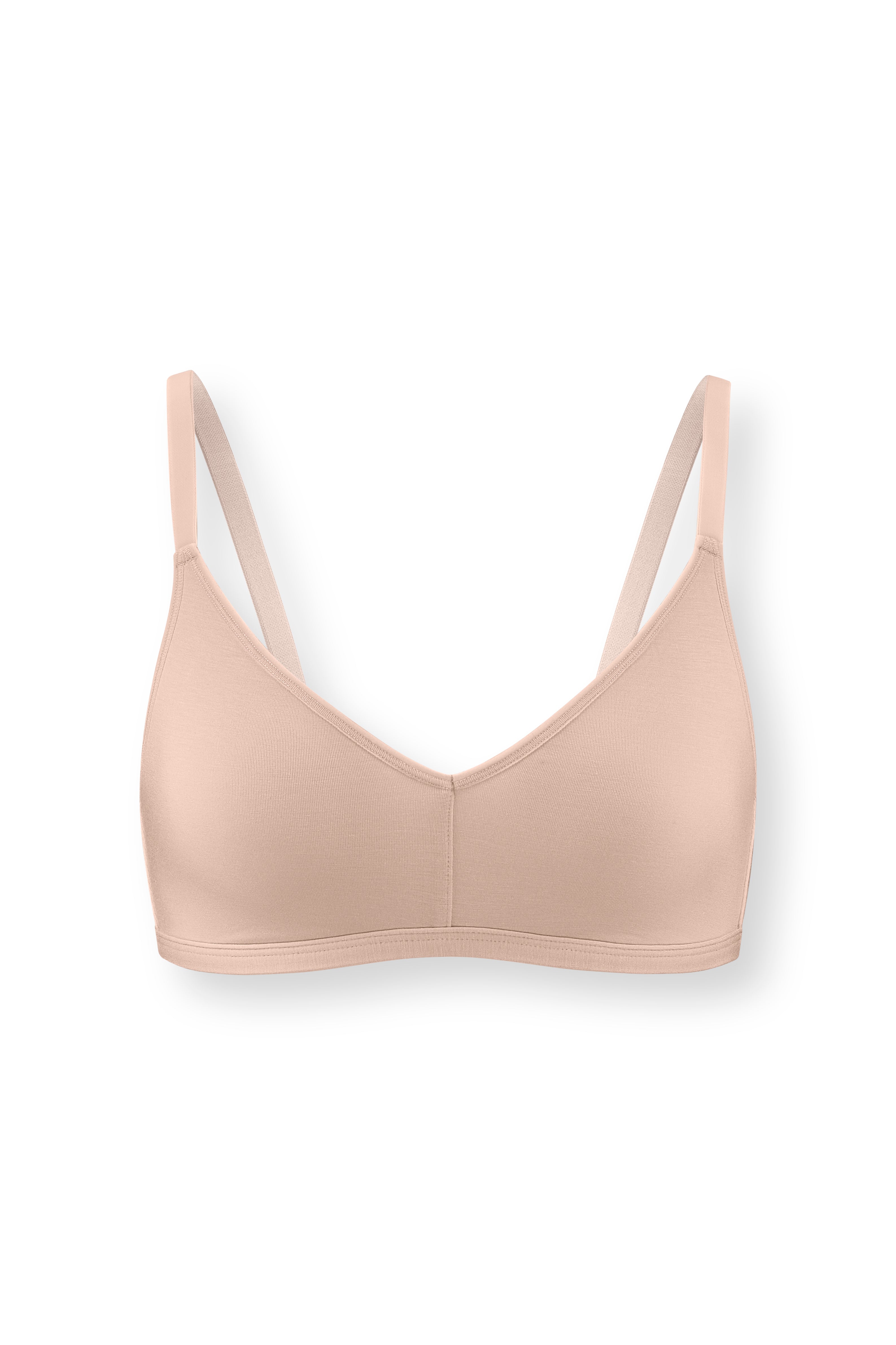 Women's V-Neck Bra in Chai on white background