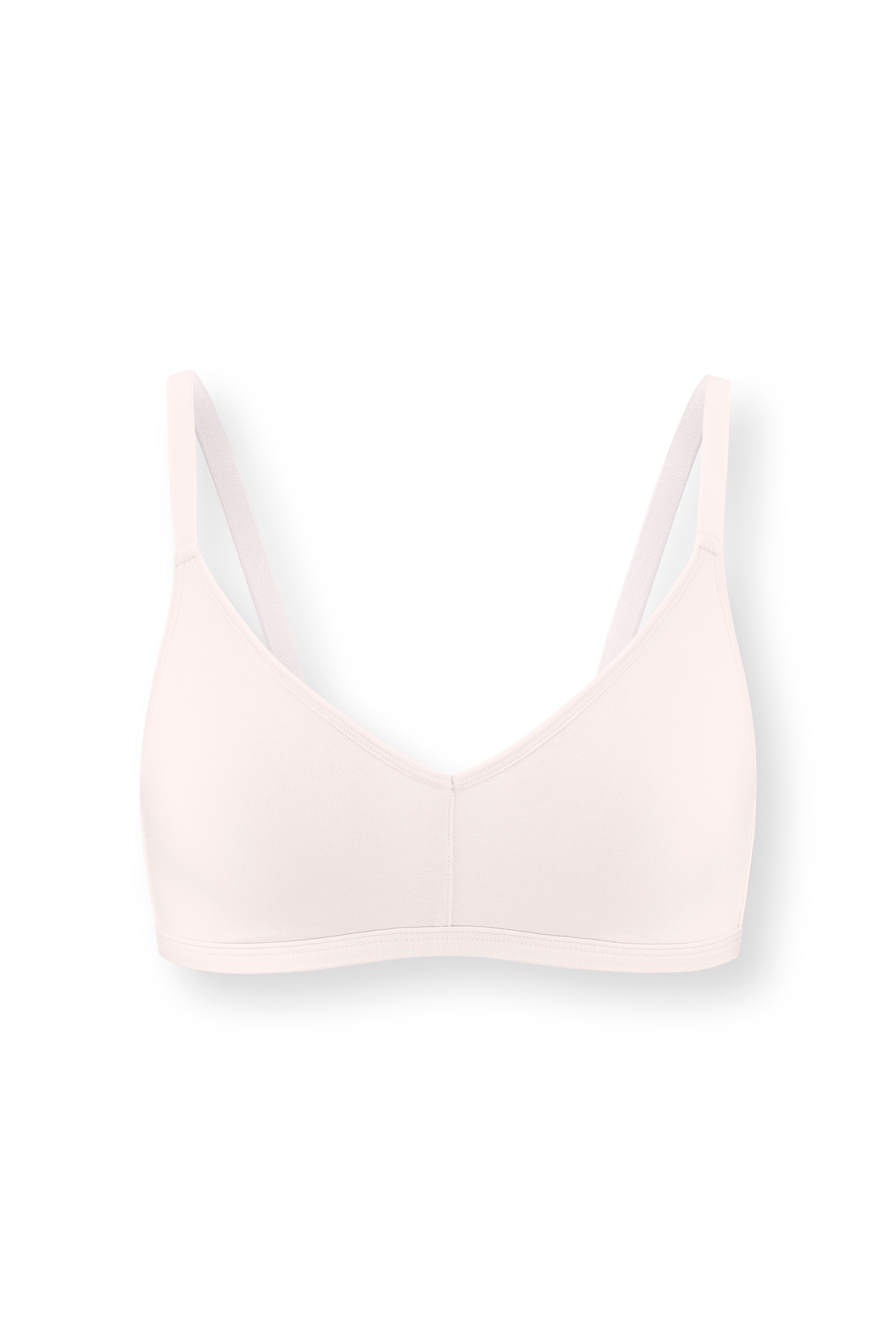 Women's V-Neck Bra in Blonde on white background
