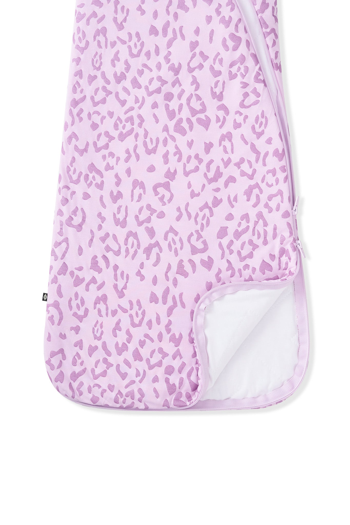 Bottom part of Sleep Bag in Thistle Leopard print on white background