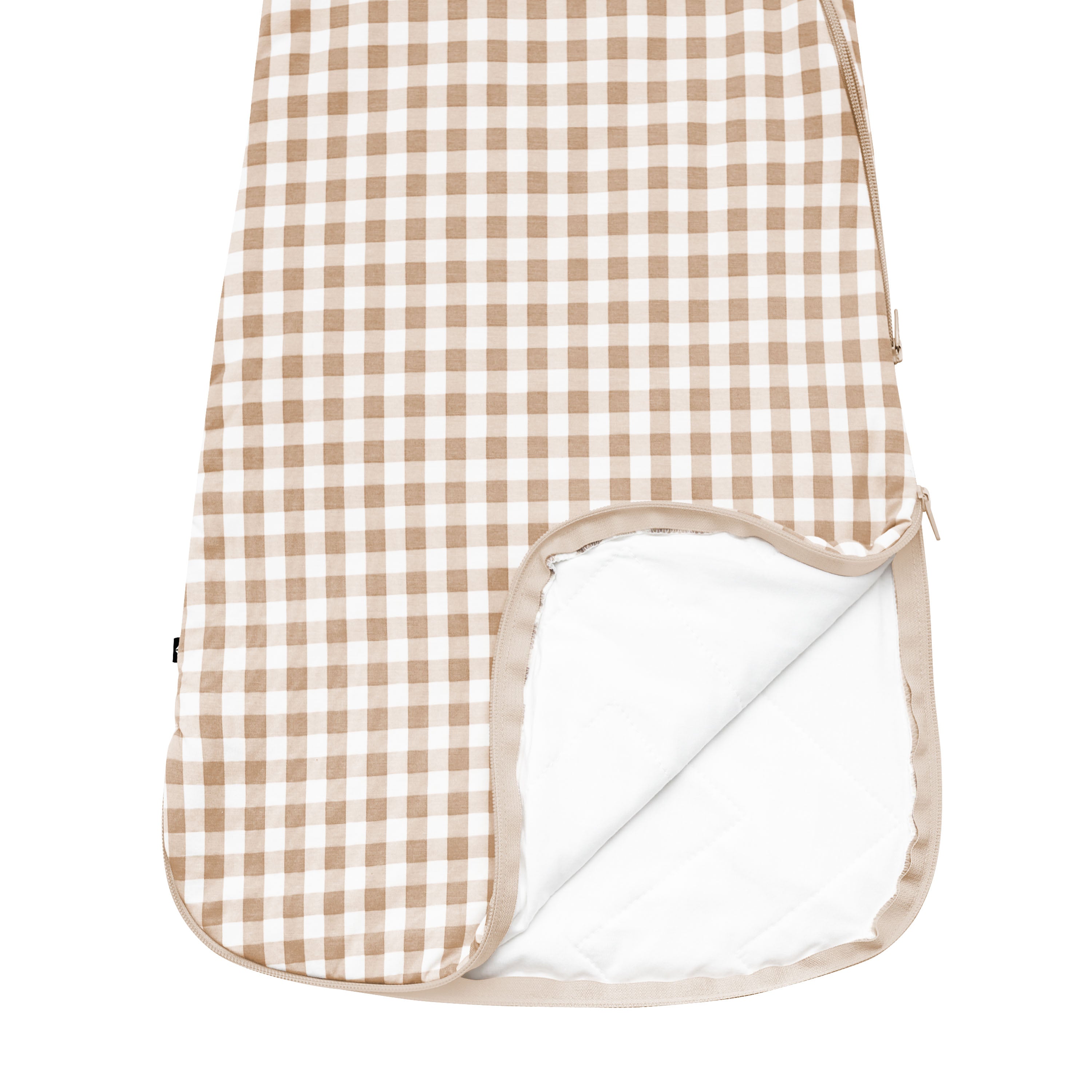 Double zipper on bamboo Sleep Bag in Gingham Bisque 1.0