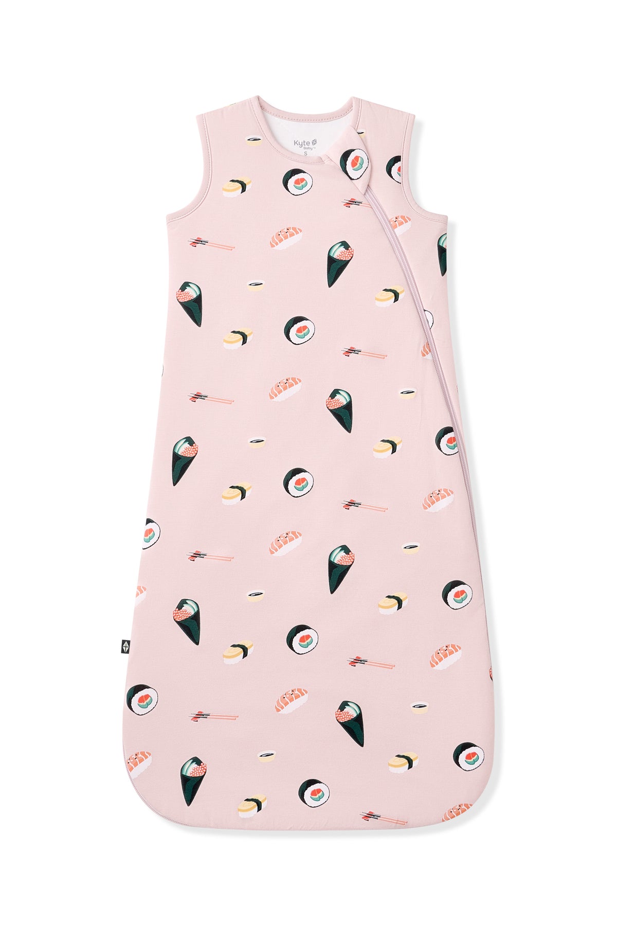 Light pink Sleep Bag with Sushi pattern on a white background