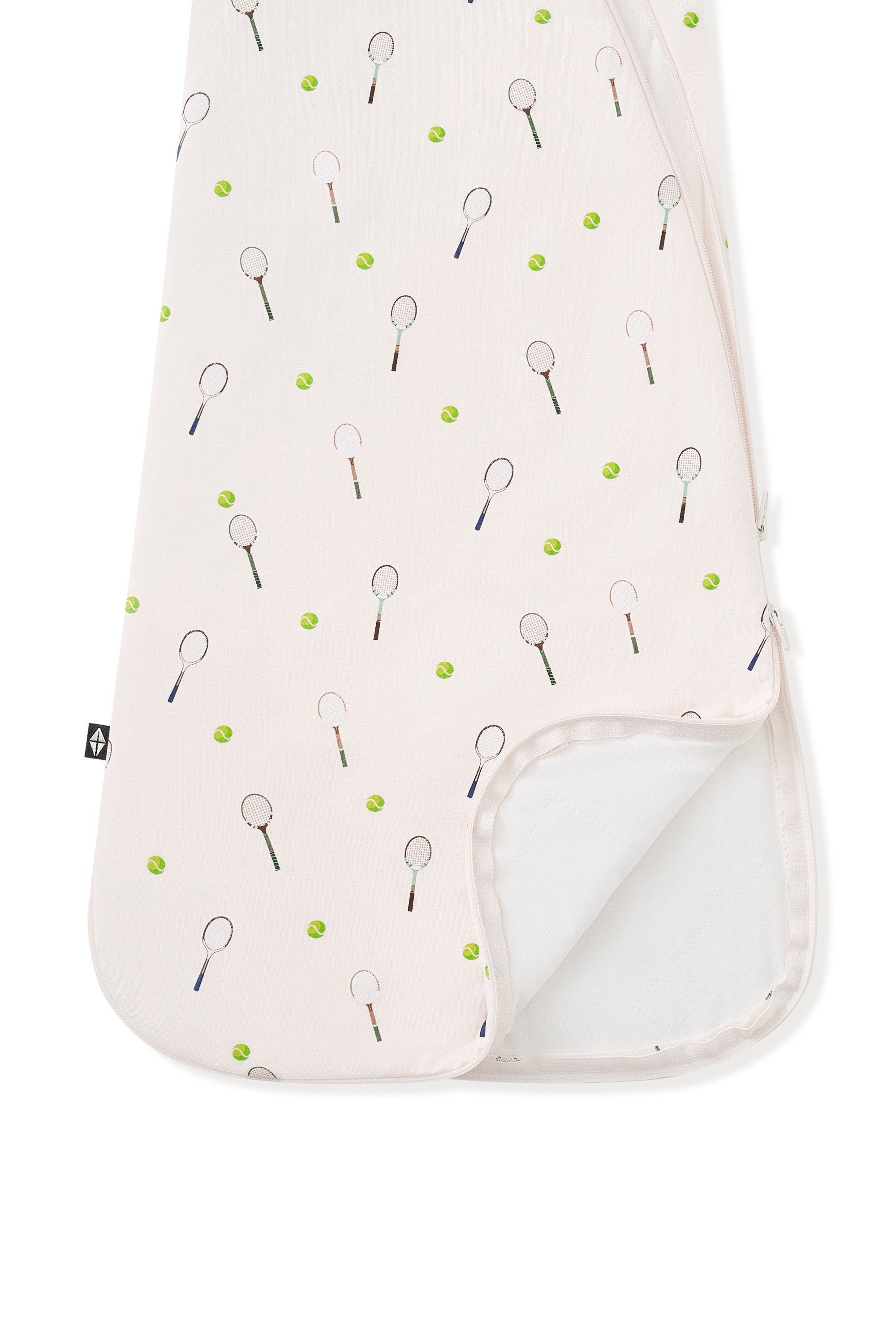 Bottom part of Sleep Bag in Tennis 1.0 print on a white background