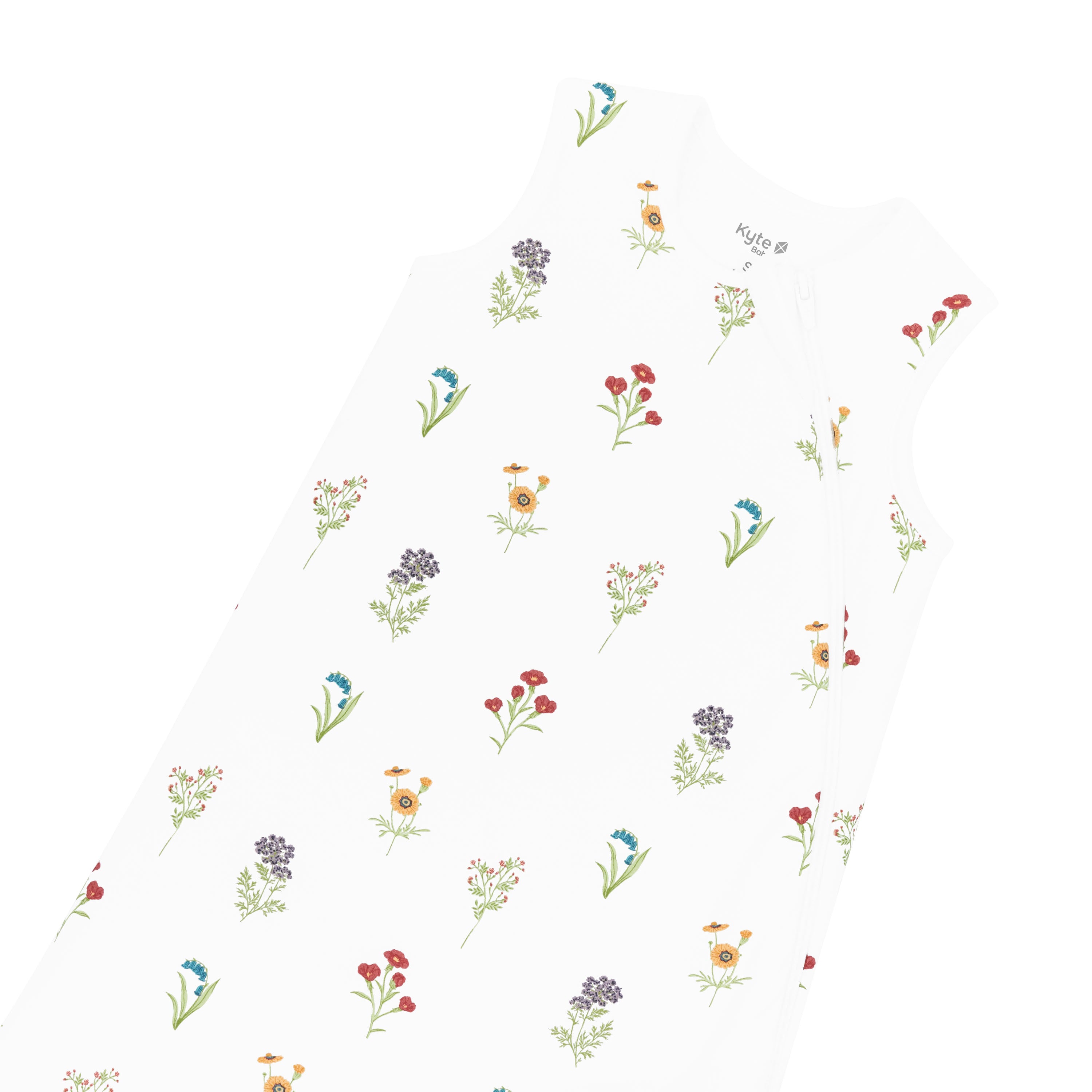 Sleep Bag in Wildflower 1.0 close up on zipper garage