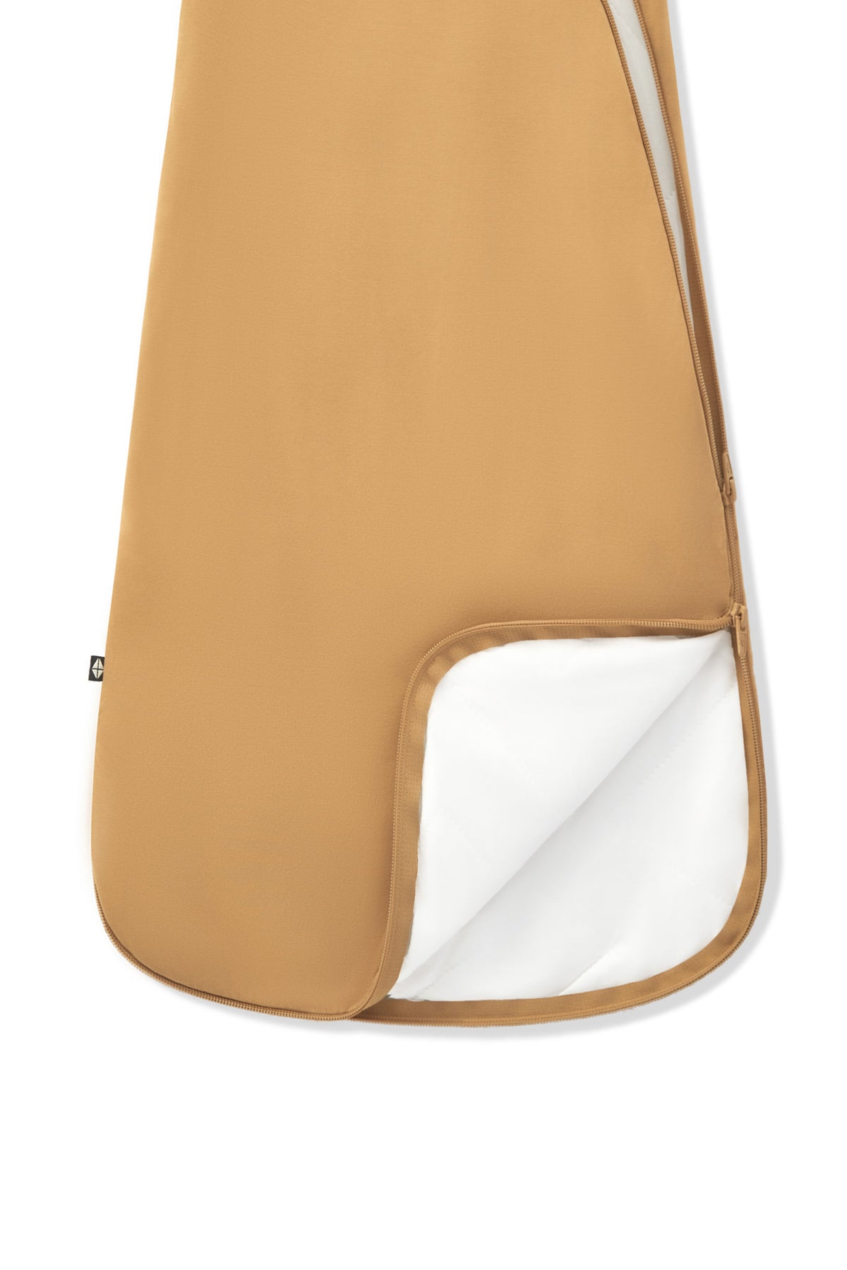 Sleep Bag in Ochre 1.0 with dual zipper on a white background