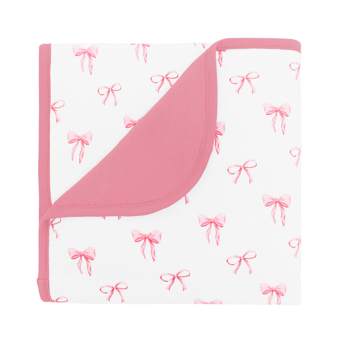 Baby Blanket in Bow with Apple Blossom pink lining