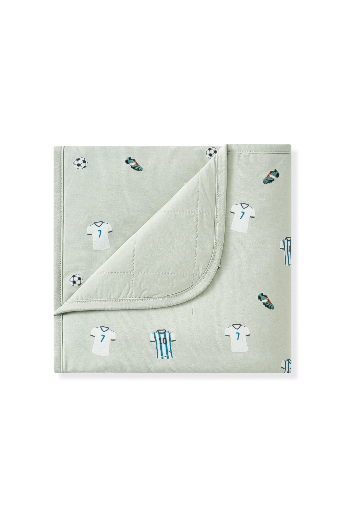 Baby Blanket in Soccer print on white background