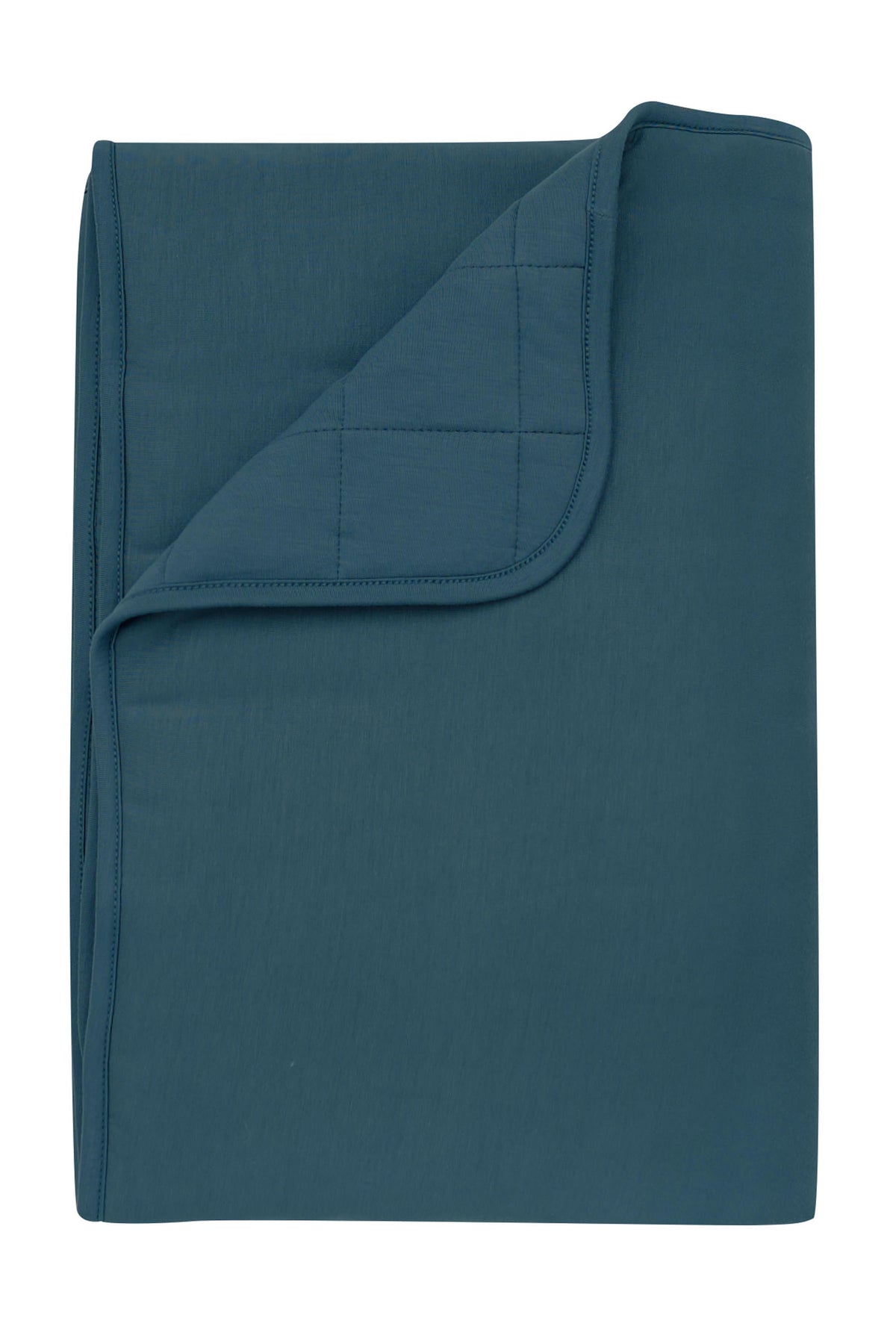 Toddler Blanket in Atlantic 2.5 shown with a corner flipped down