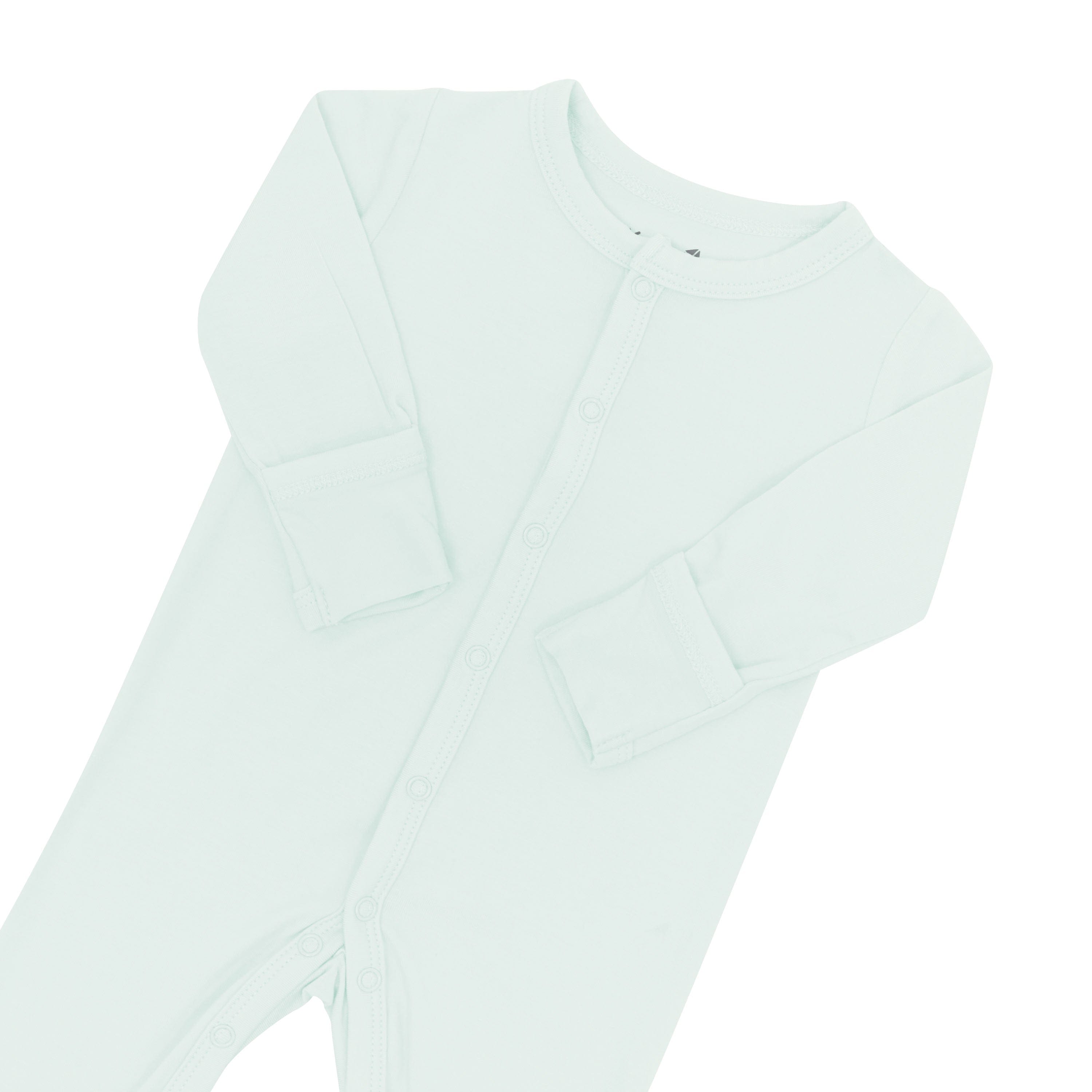 Close up on snap closures on the Romper in Dew