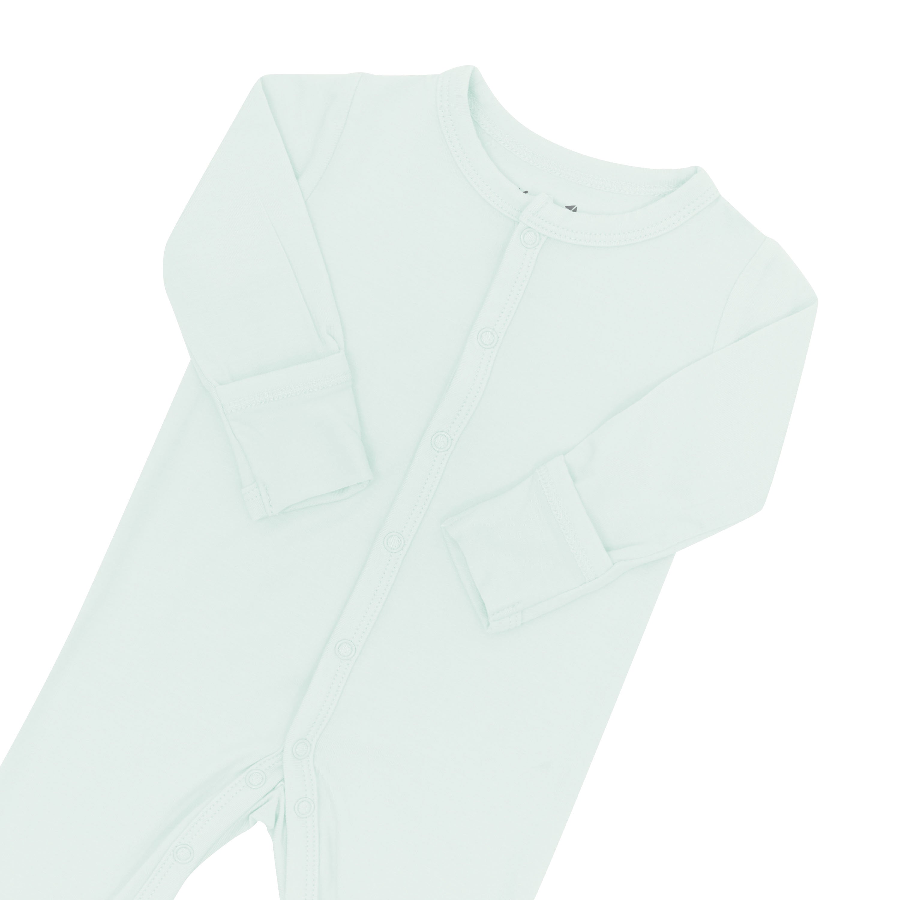 Close up on snap closures on the Romper in Dew