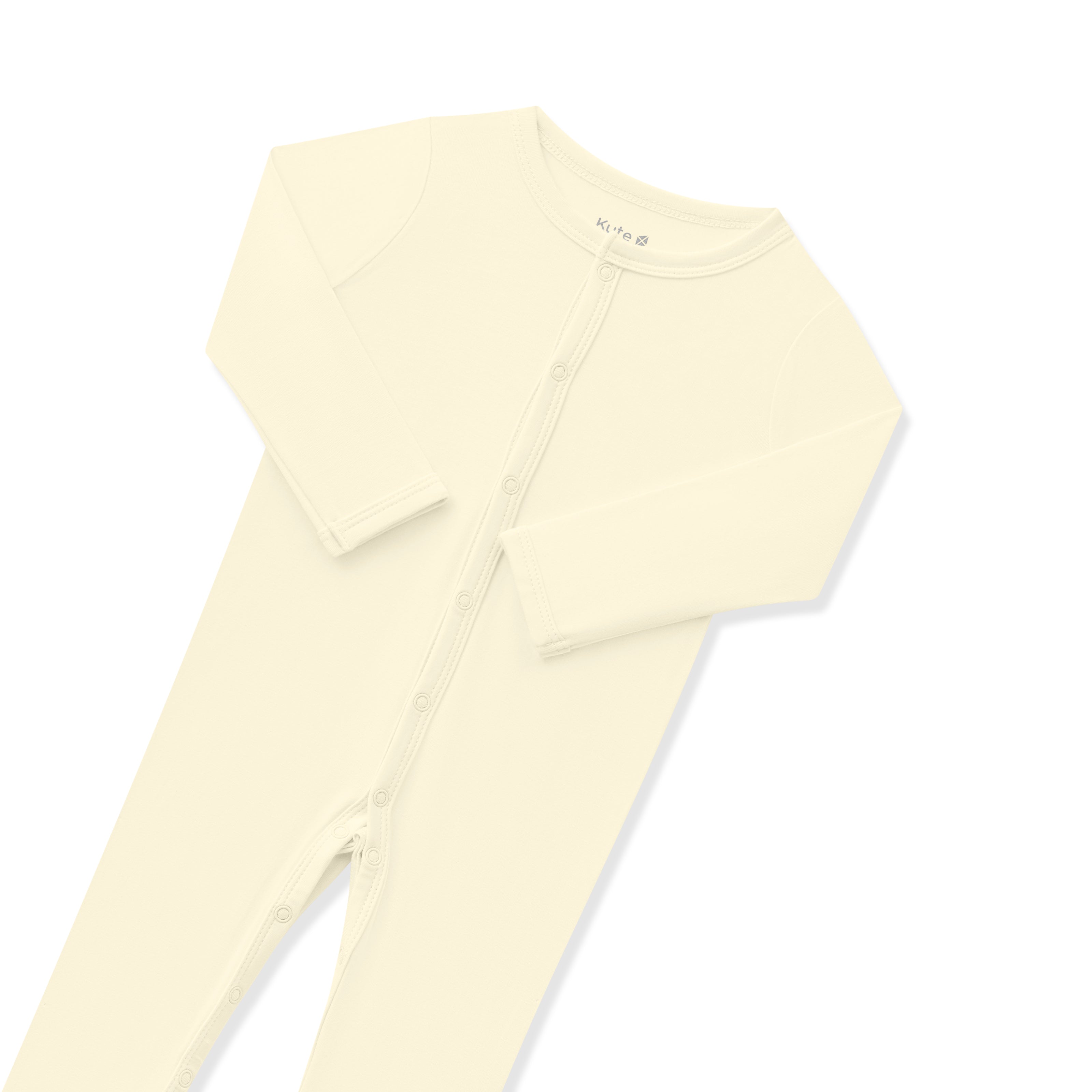 Close up of the snap closures on the Footie in Chamomile