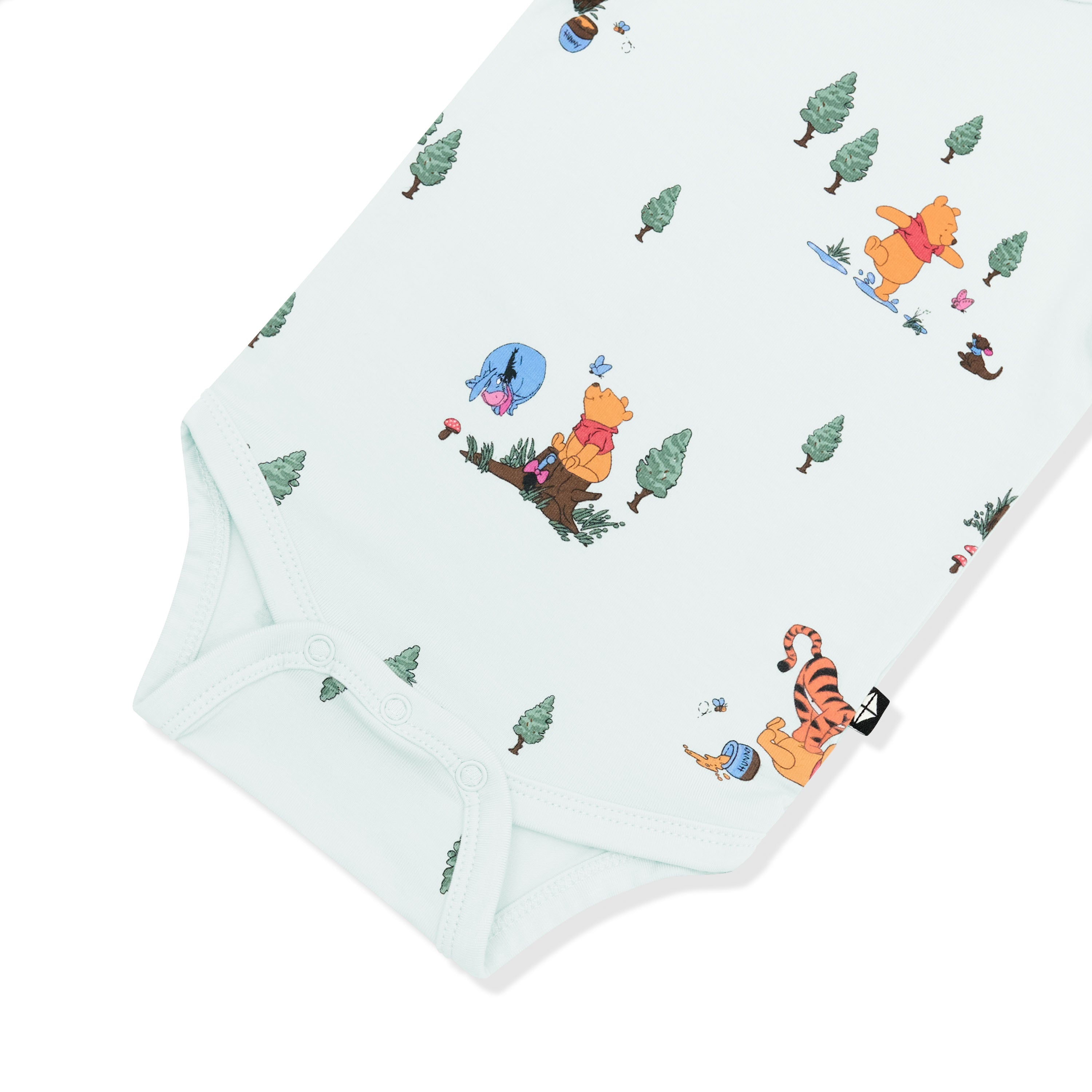 Close up of the snap closures on the Bodysuit in Winnie the Pooh Hundred Acre Wood