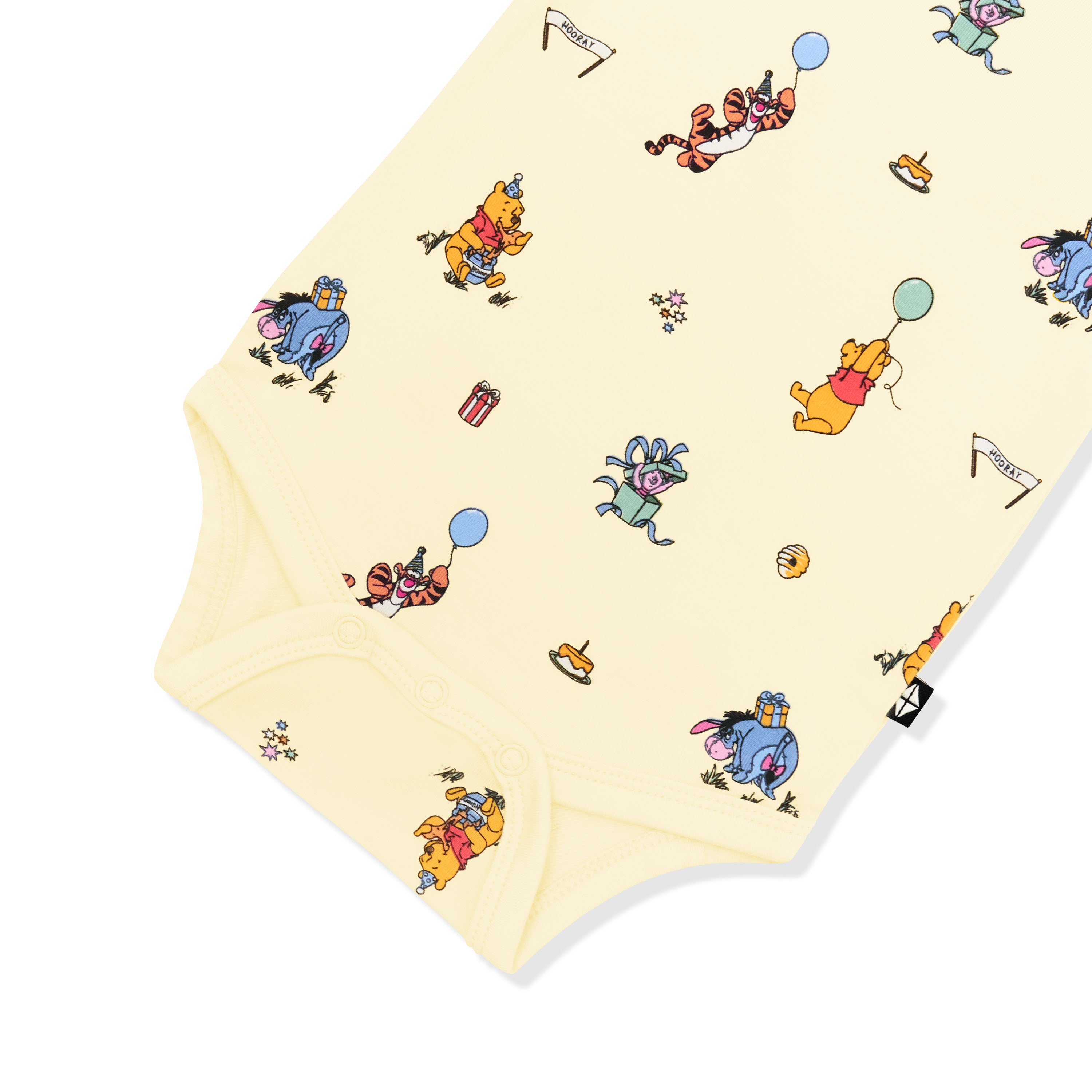 Close up of the snap closures on the Bodysuit in Winnie the Pooh Celebration