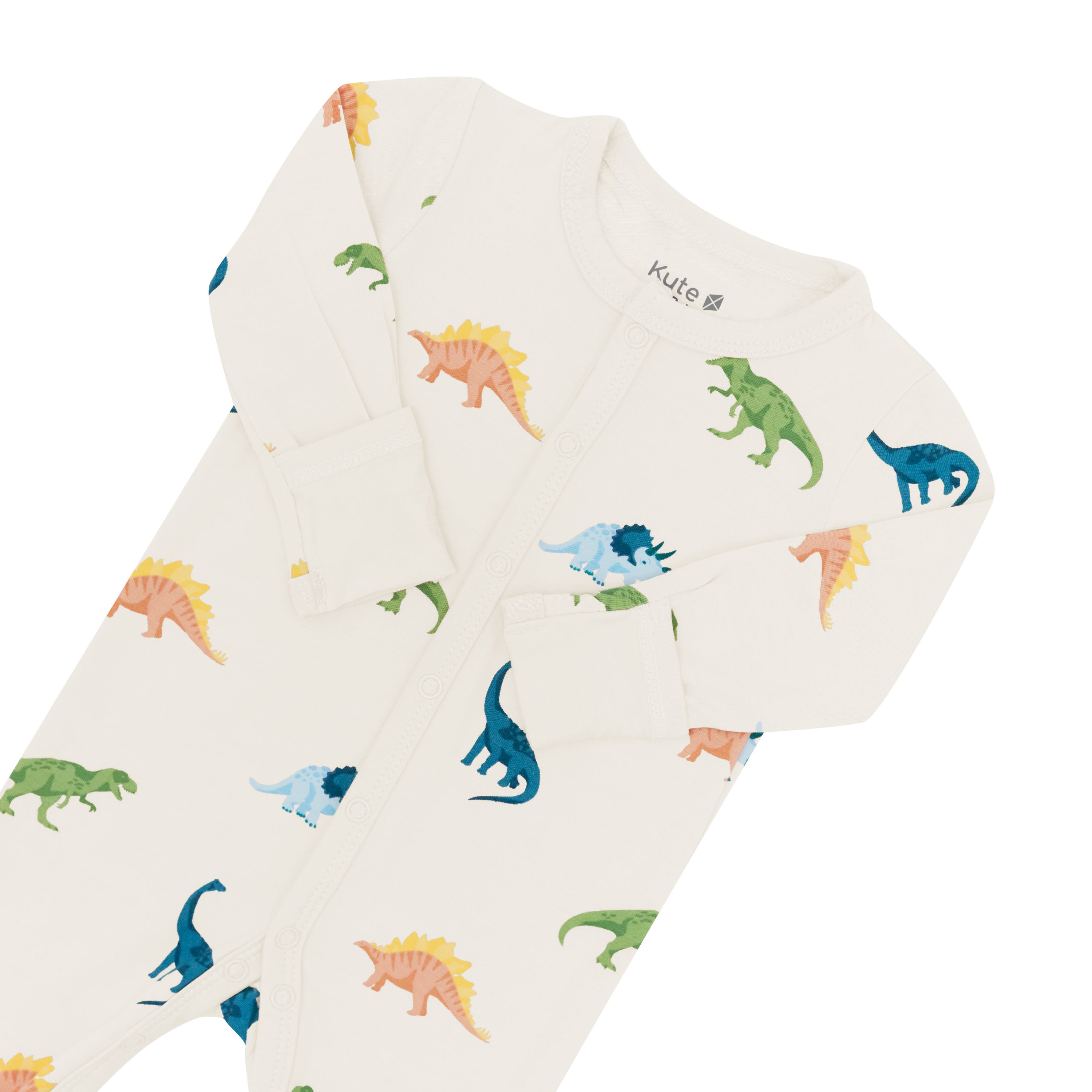 Close up of the snap closures on Roar Ecru snap romper