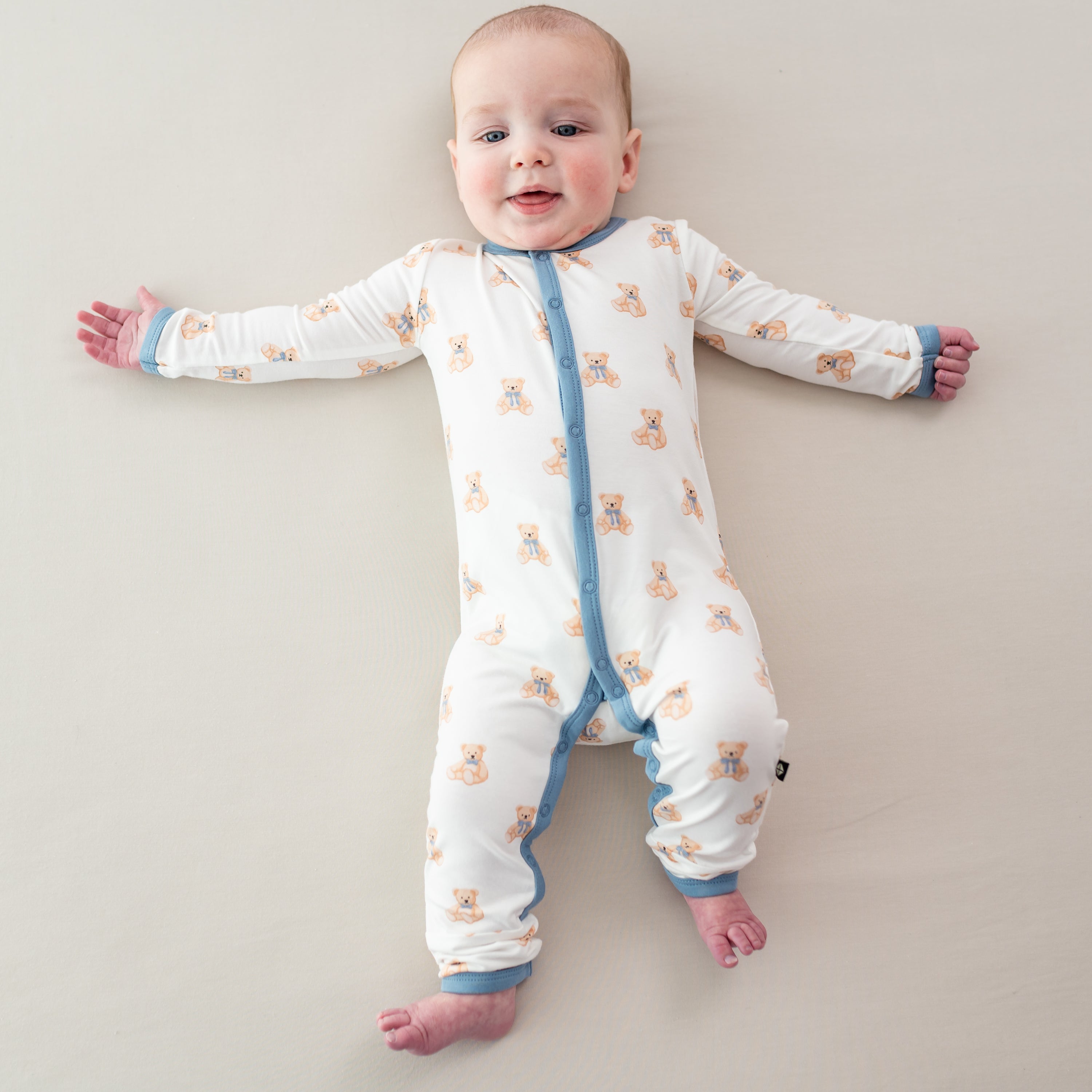 Baby boy wearing Romper in Teddy Bear