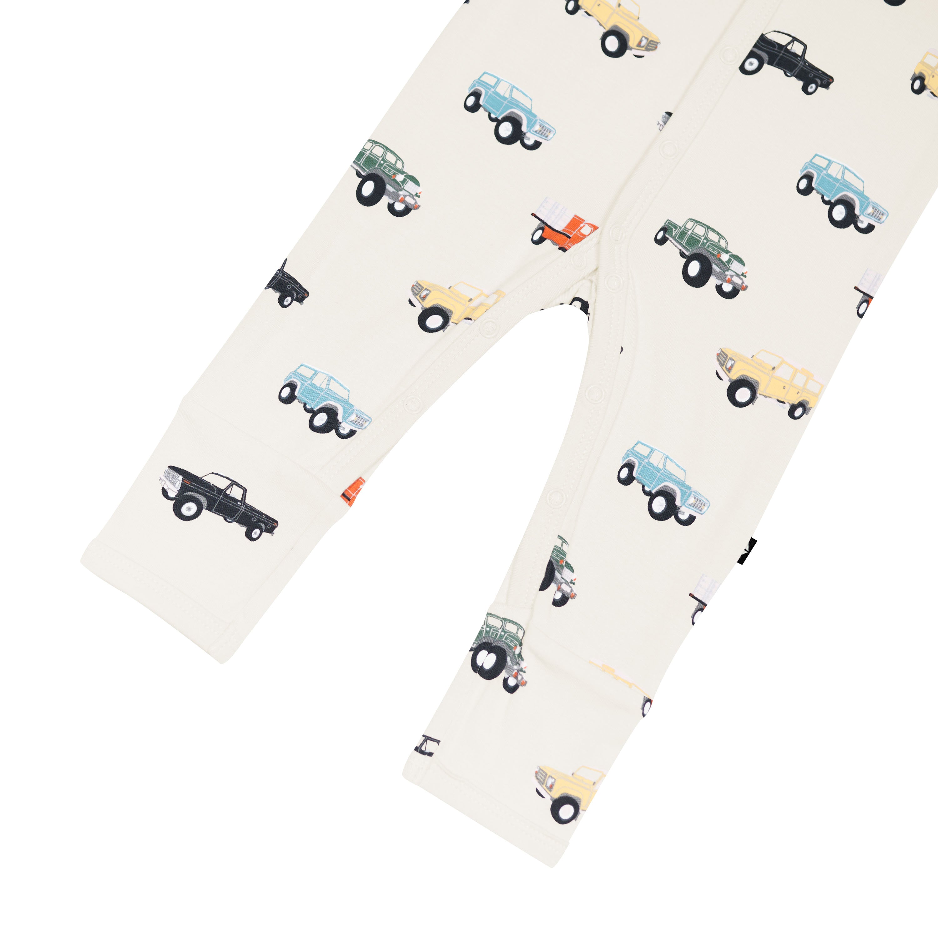 Snaps on Romper Kids Pajamas in Vintage Truck