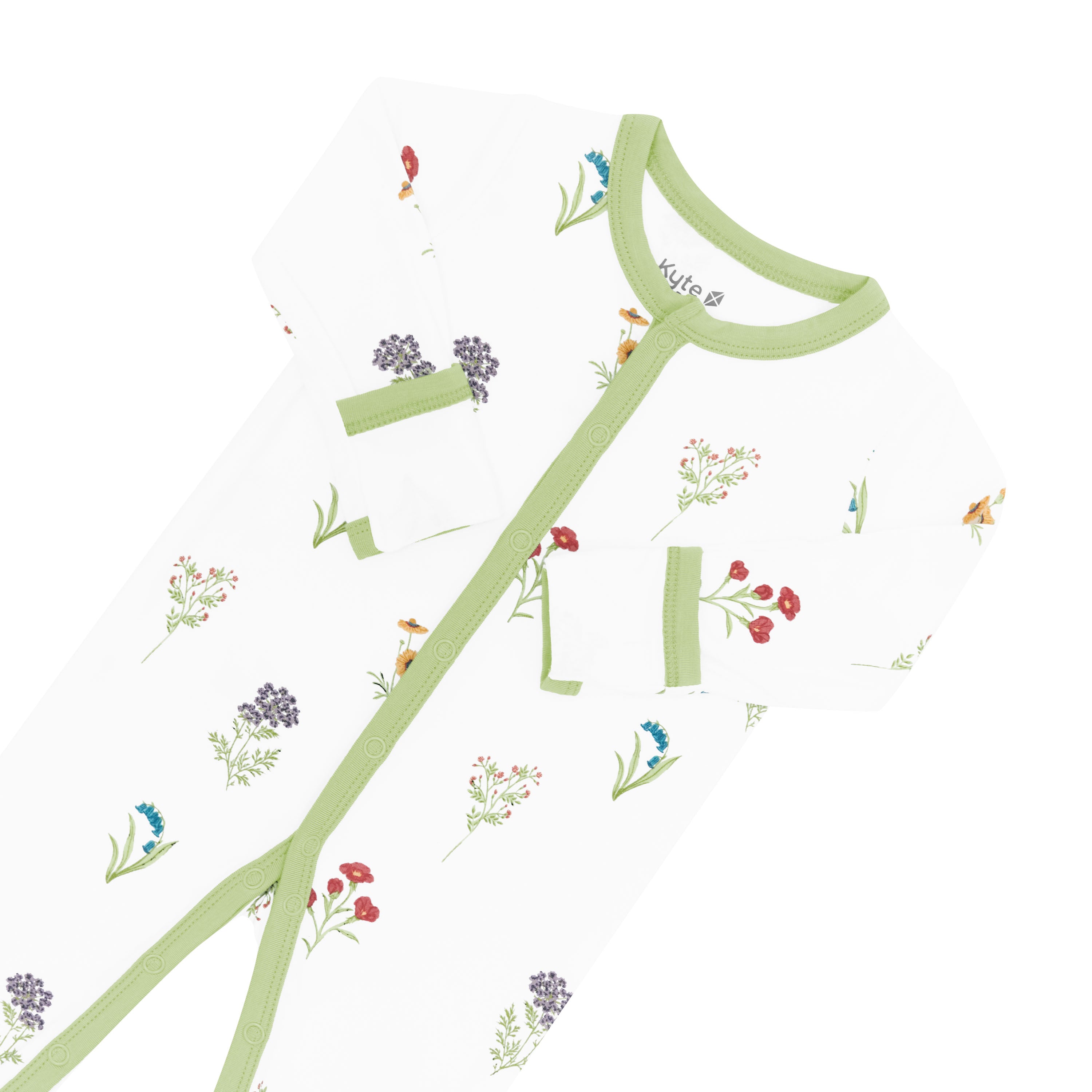 Fold over cuffs on snap Romper in Wildflower