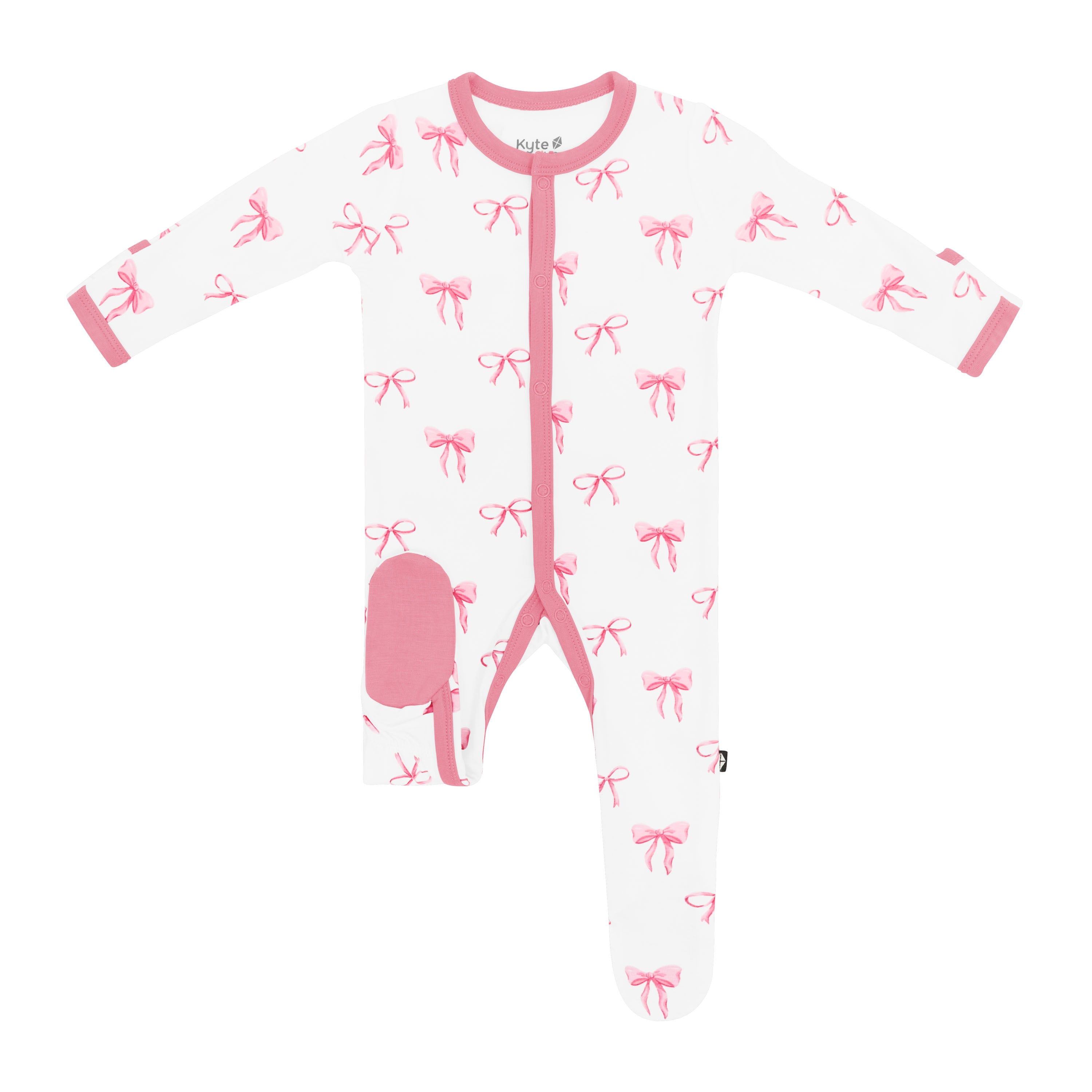 Sole grips on Bow print Footie pajamas