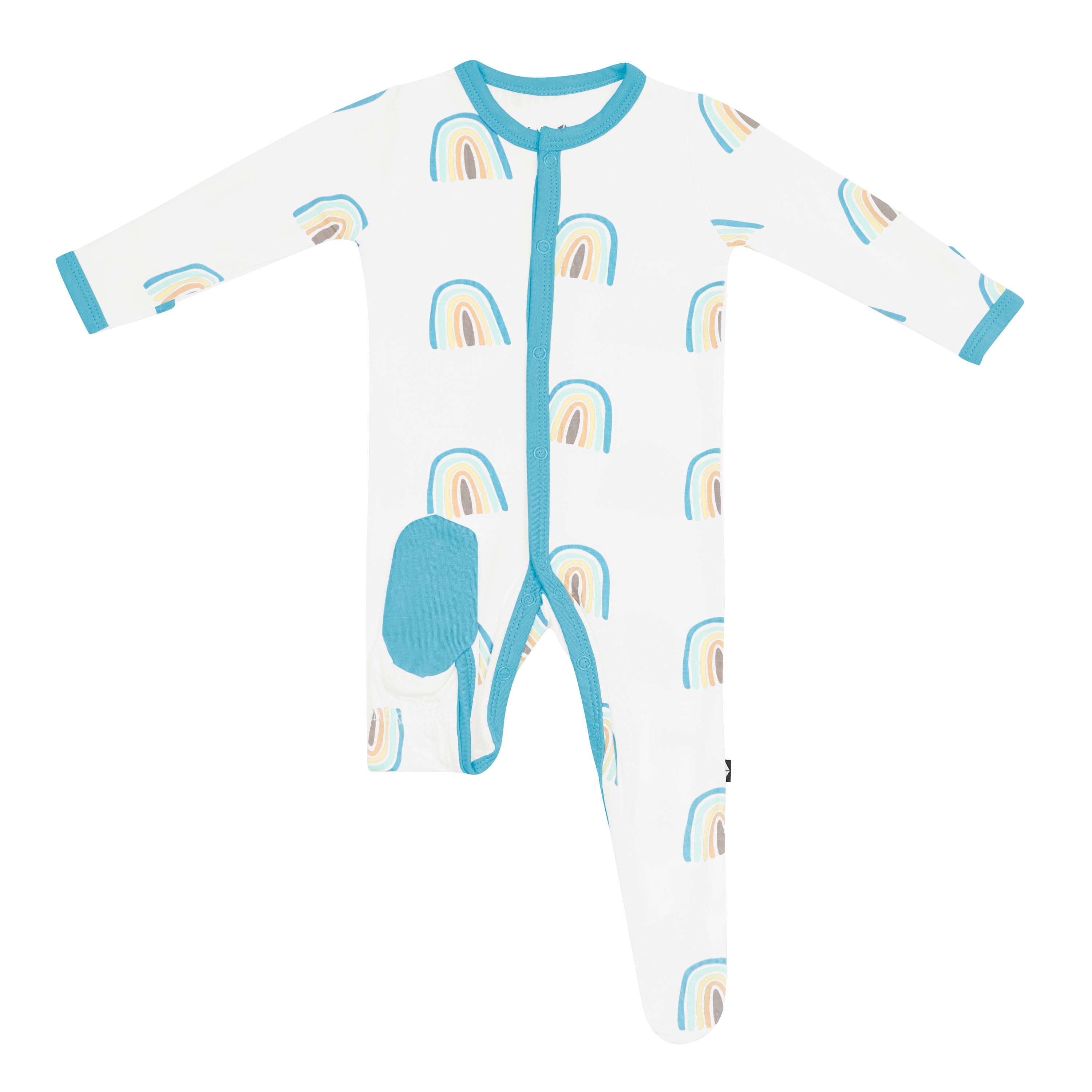 Sole Grips on Snap Footie kids pajamas in Makai Rainbow