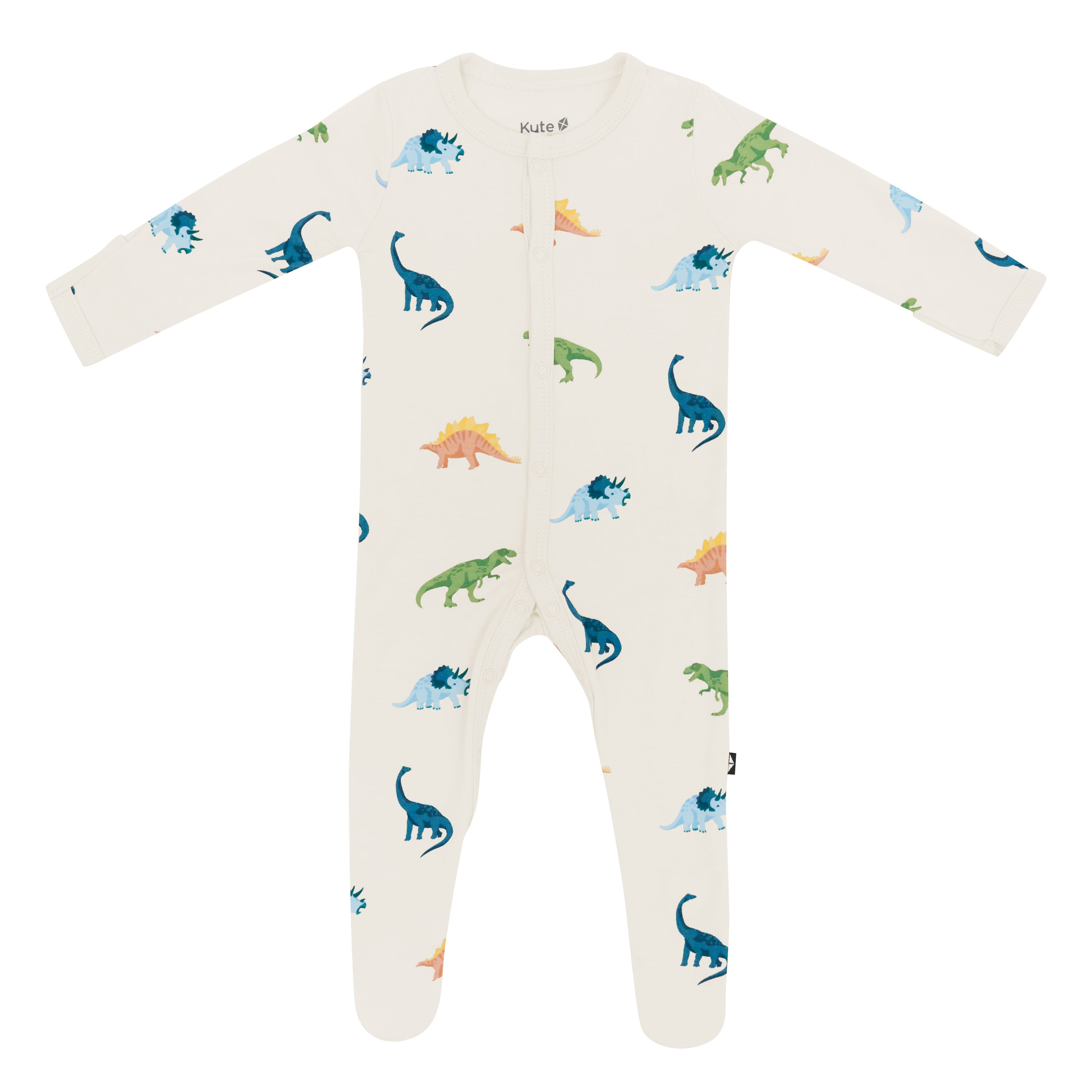 Dinosaur Snap Footie in Ecru Roar
