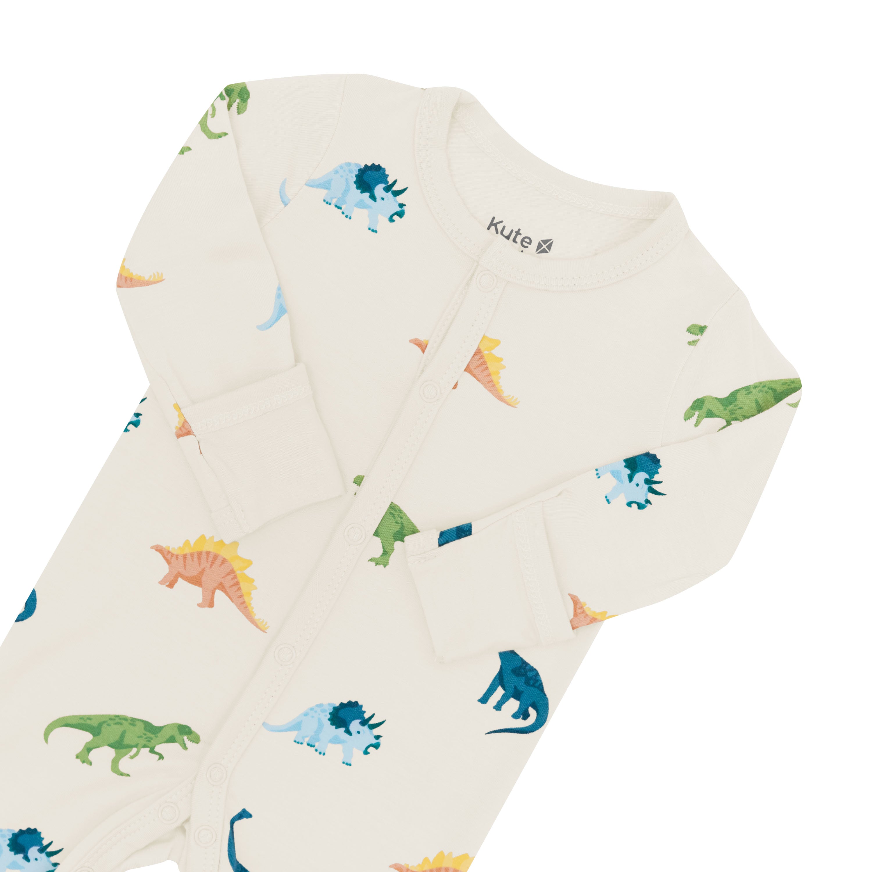 Fold Over Cuffs and Snaps on Ecru Roar Footie Pajamas