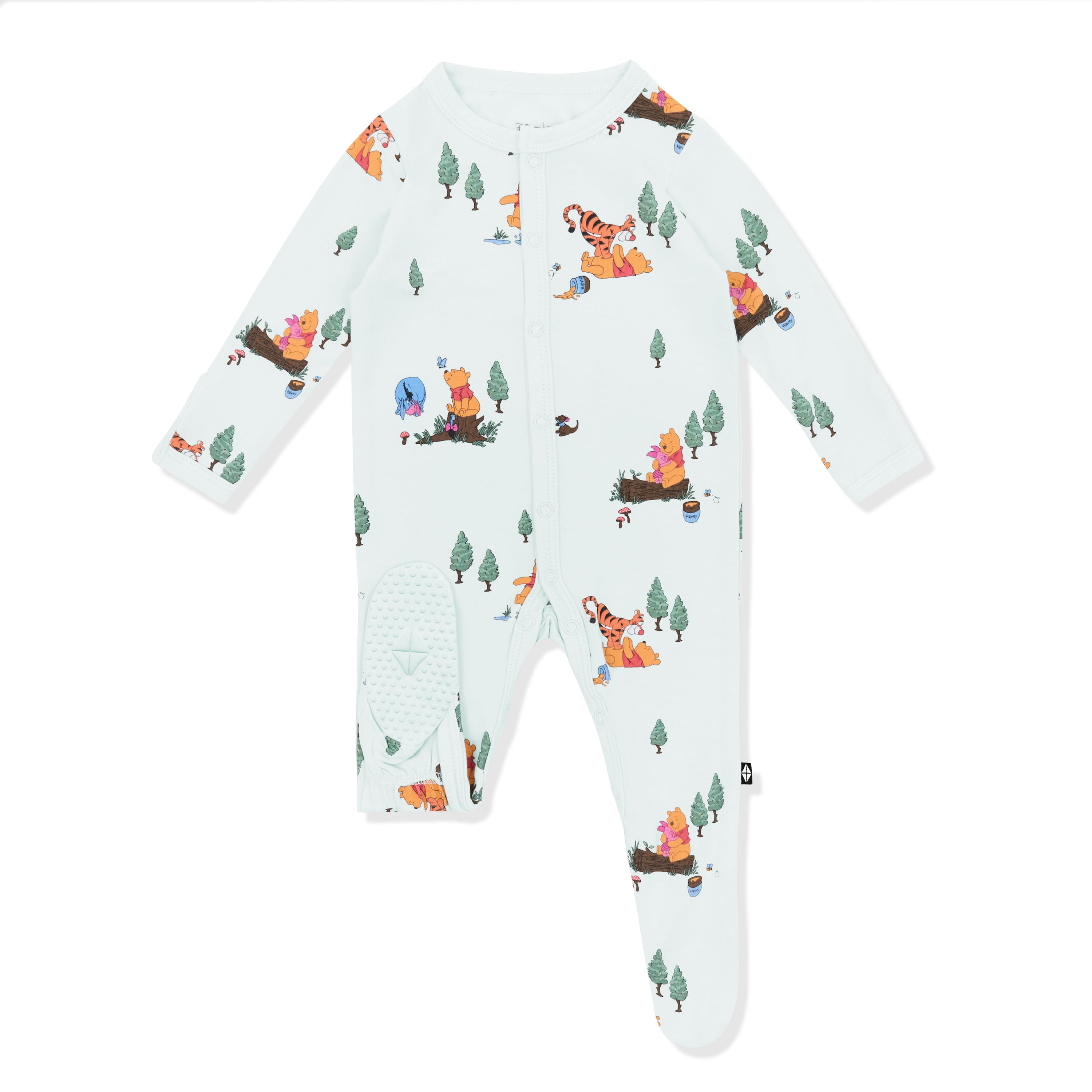 Light green foot pad shown on the Footie in Winnie the Pooh Hundred Acre Wood