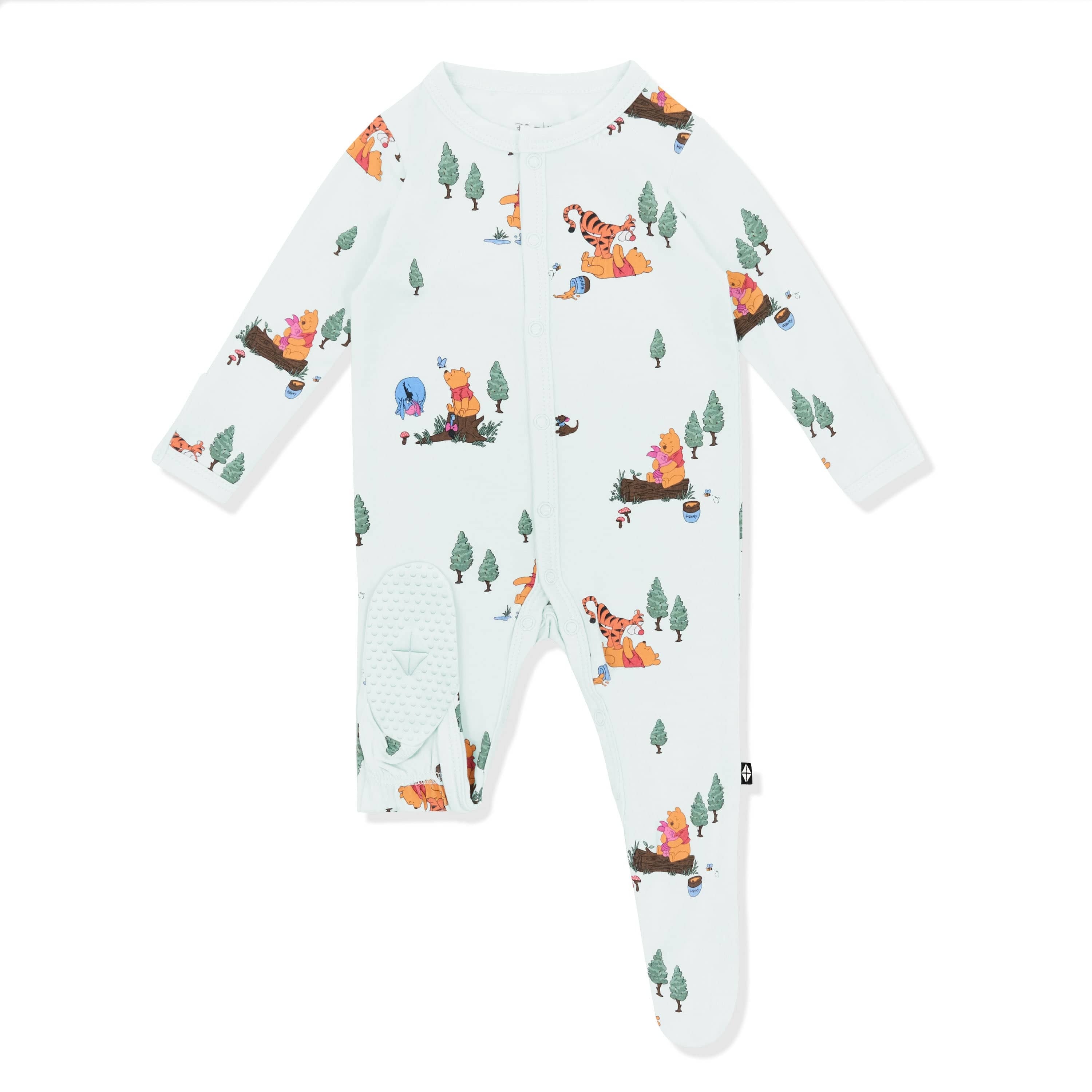 Light green foot pad shown on the Footie in Winnie the Pooh Hundred Acre Wood