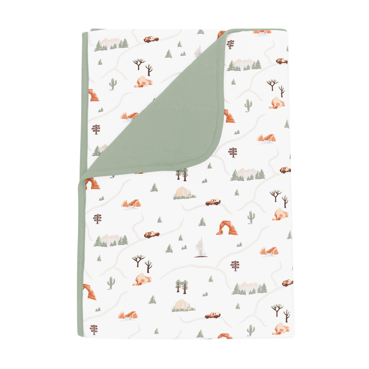 Toddler Blanket in Road Trip TOG 1.0 with Thyme quilted back