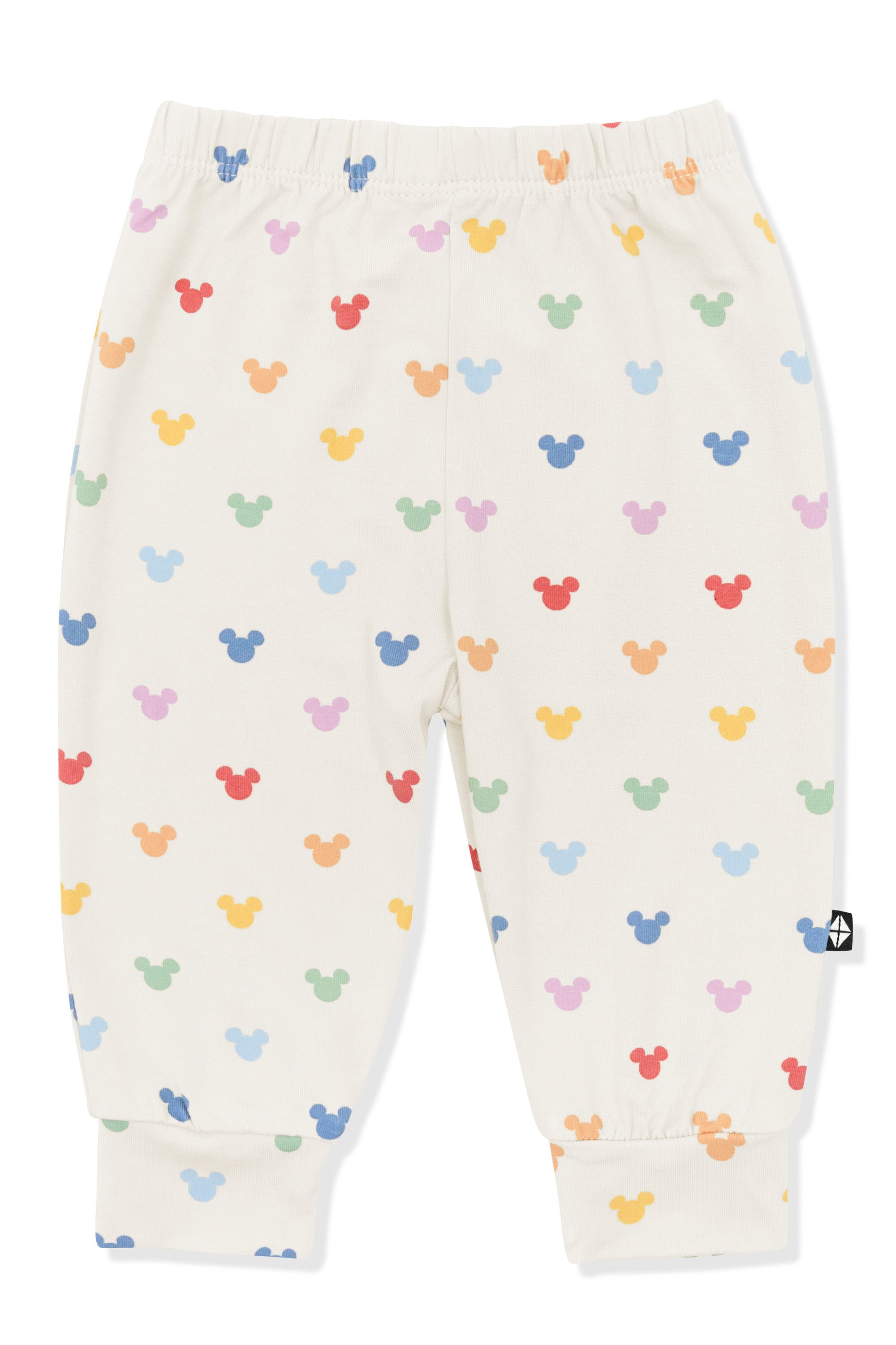 Pant with Pastel Mickey Mouse pattern on an oat background