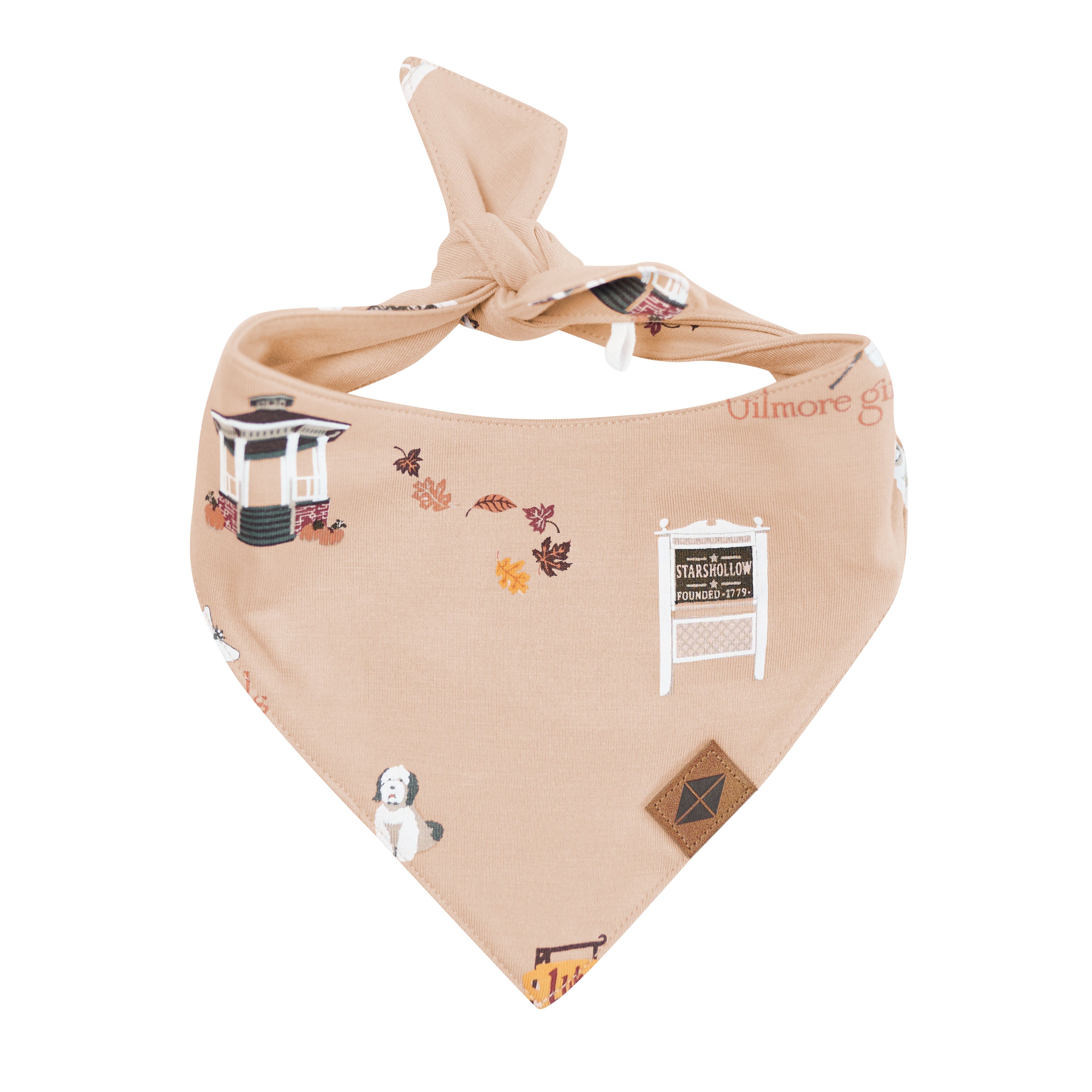 Beige bandana with Gilmore Girls graphics on a white background