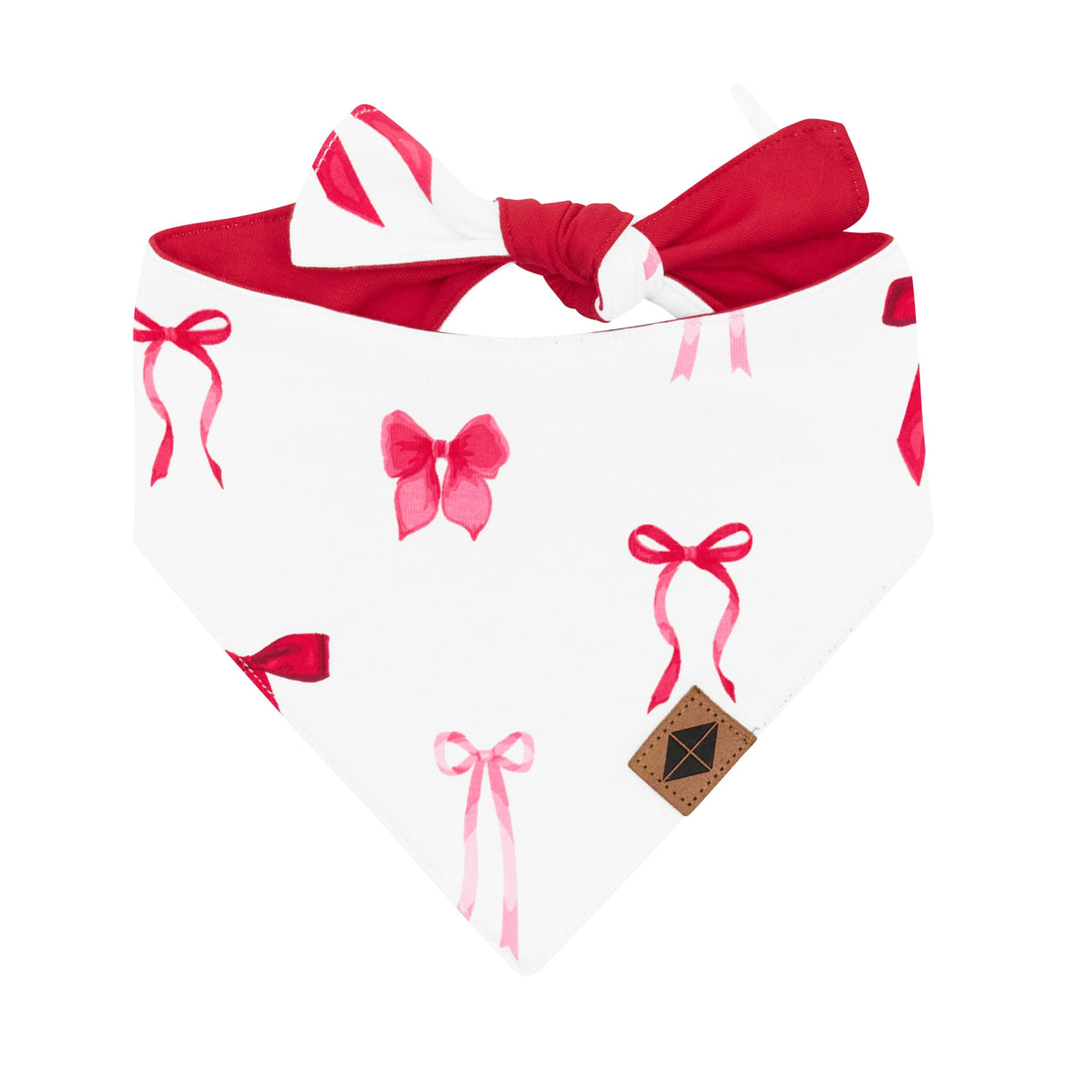 Product photo of the Dog Bandana in Small Love Bow shown tied