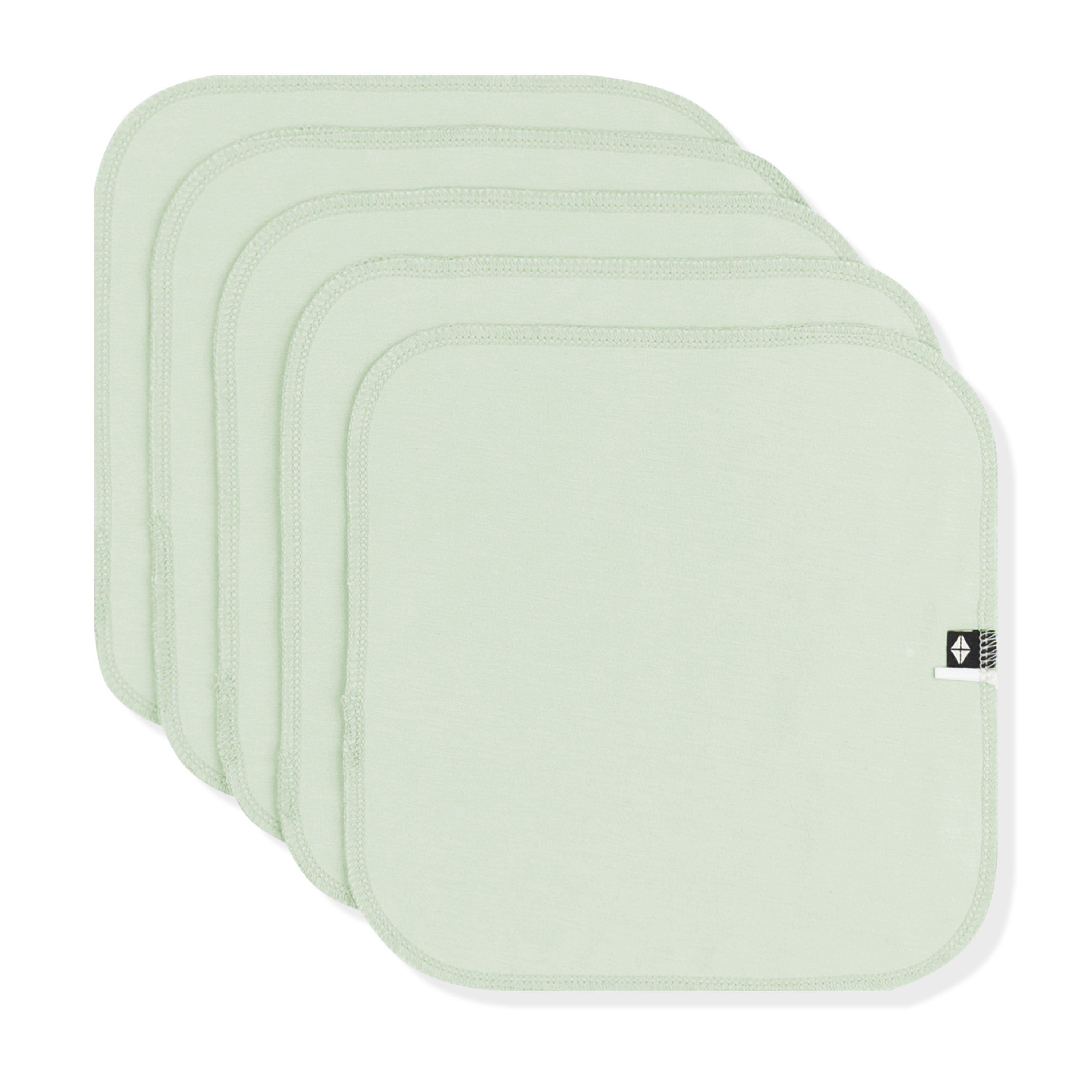 Washcloth 5-Pack in Basil shown unbundled laid one on top of the other