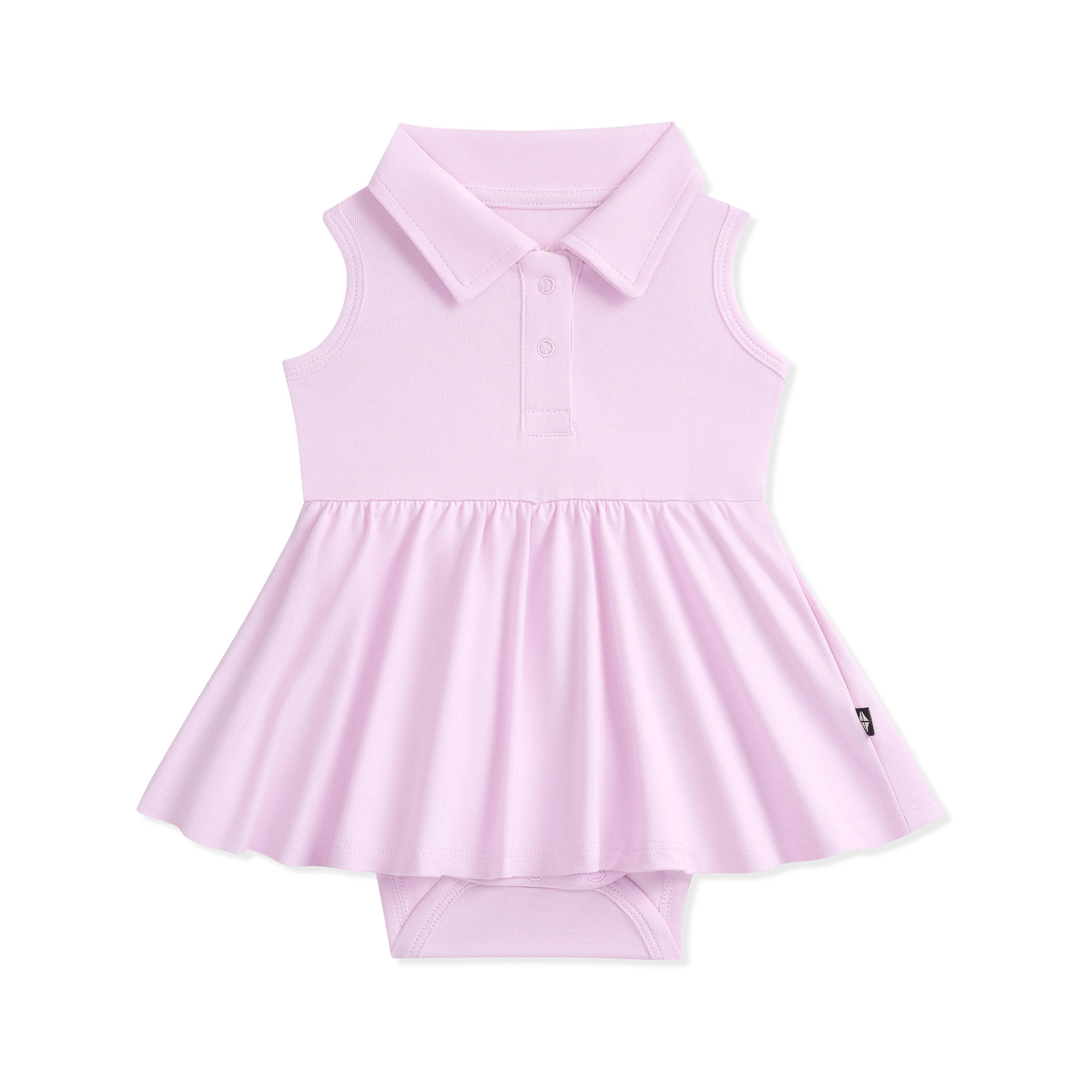Light purple sleeveless dress wit polo collar on a white background