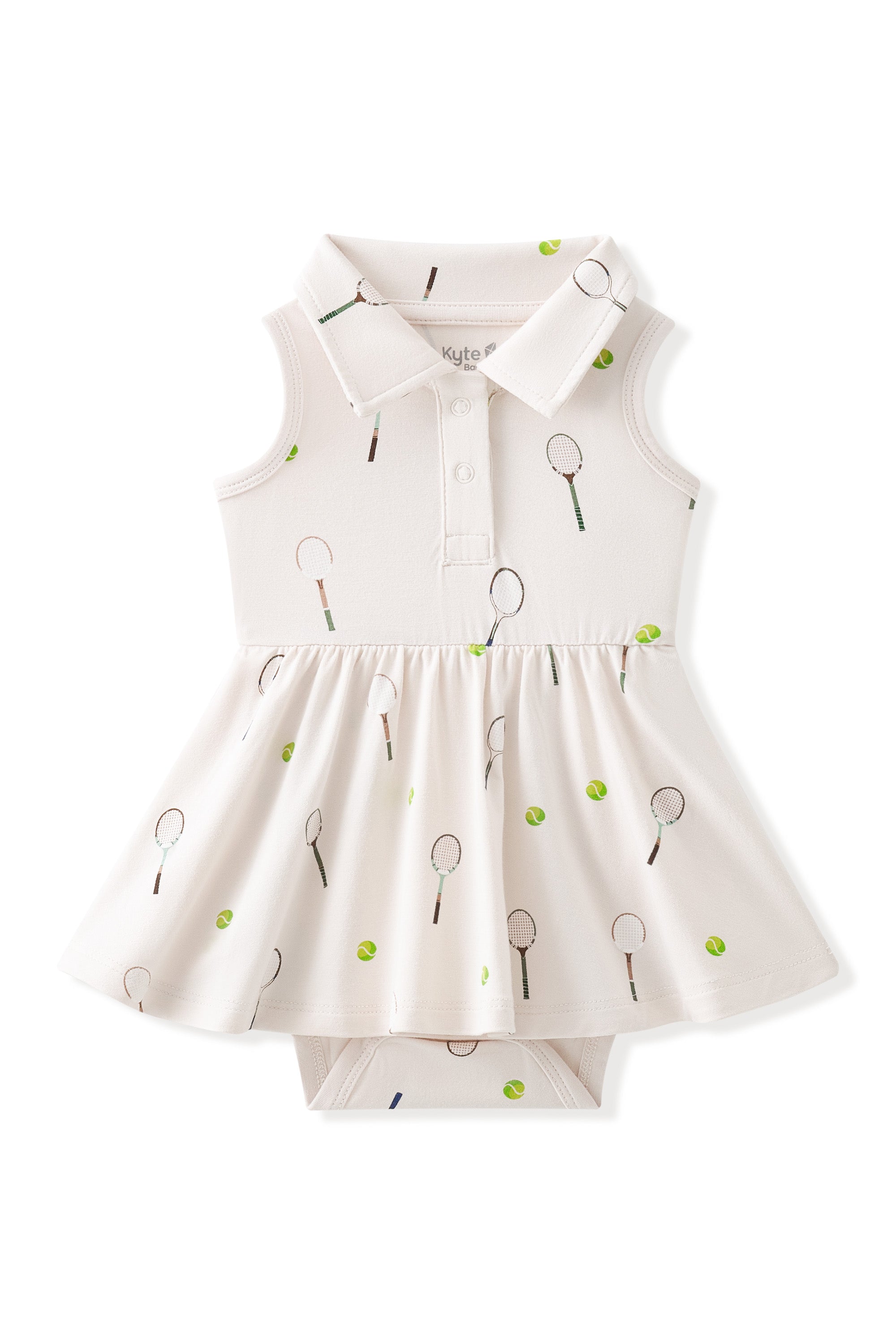 Polo Bodysuit Dress in Tennis print on a white background