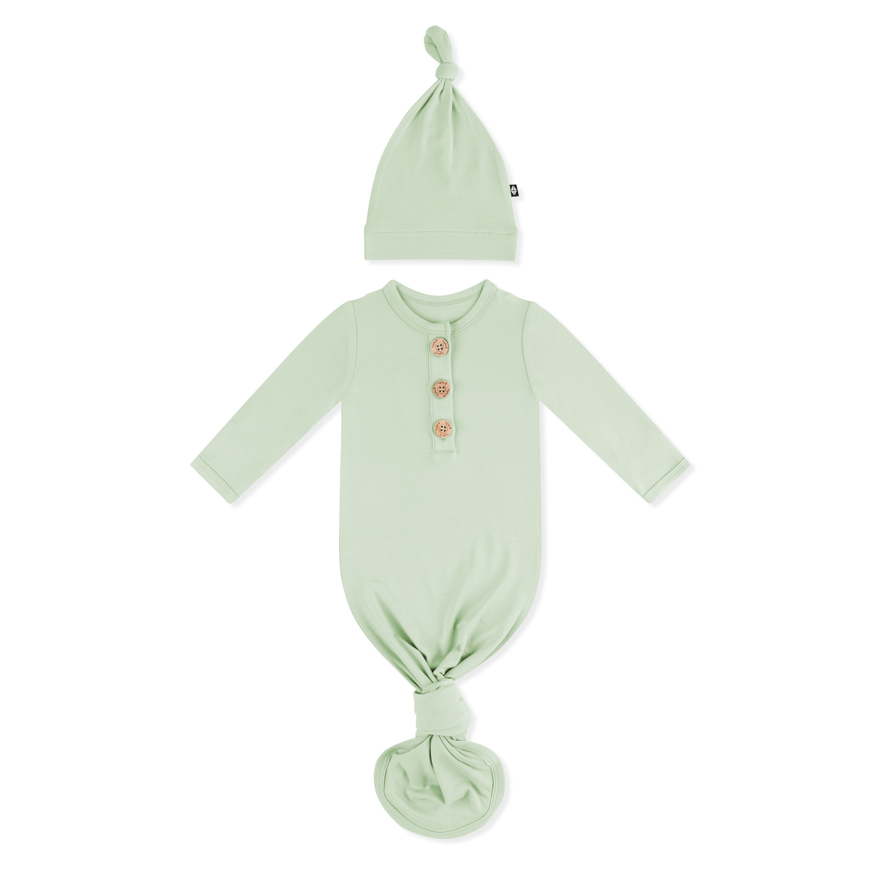 Product photo of the Knotted Gown with Hat Set in Basil