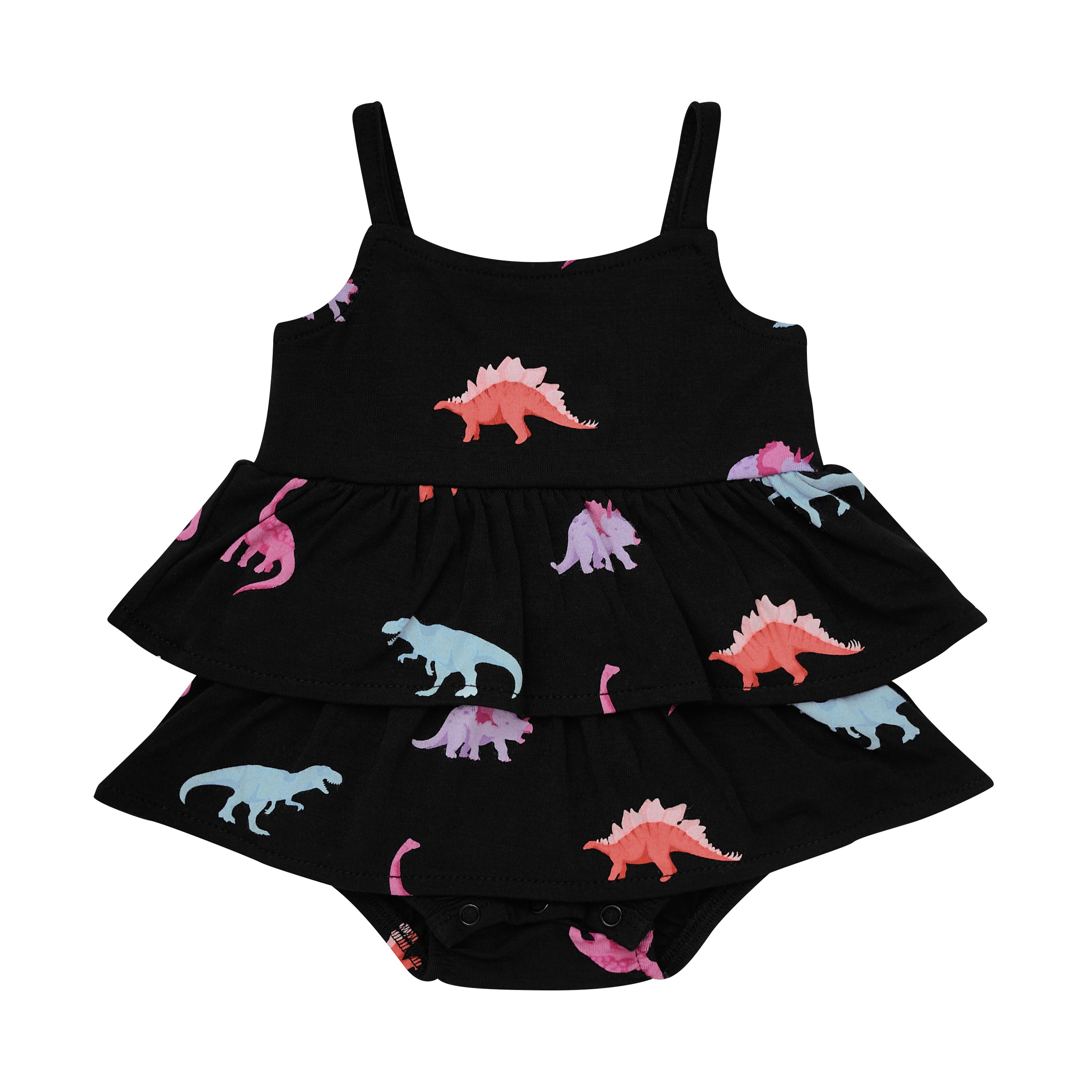 Kyte Baby Spaghetti Strap Ruffle Romper in Midnight Roar