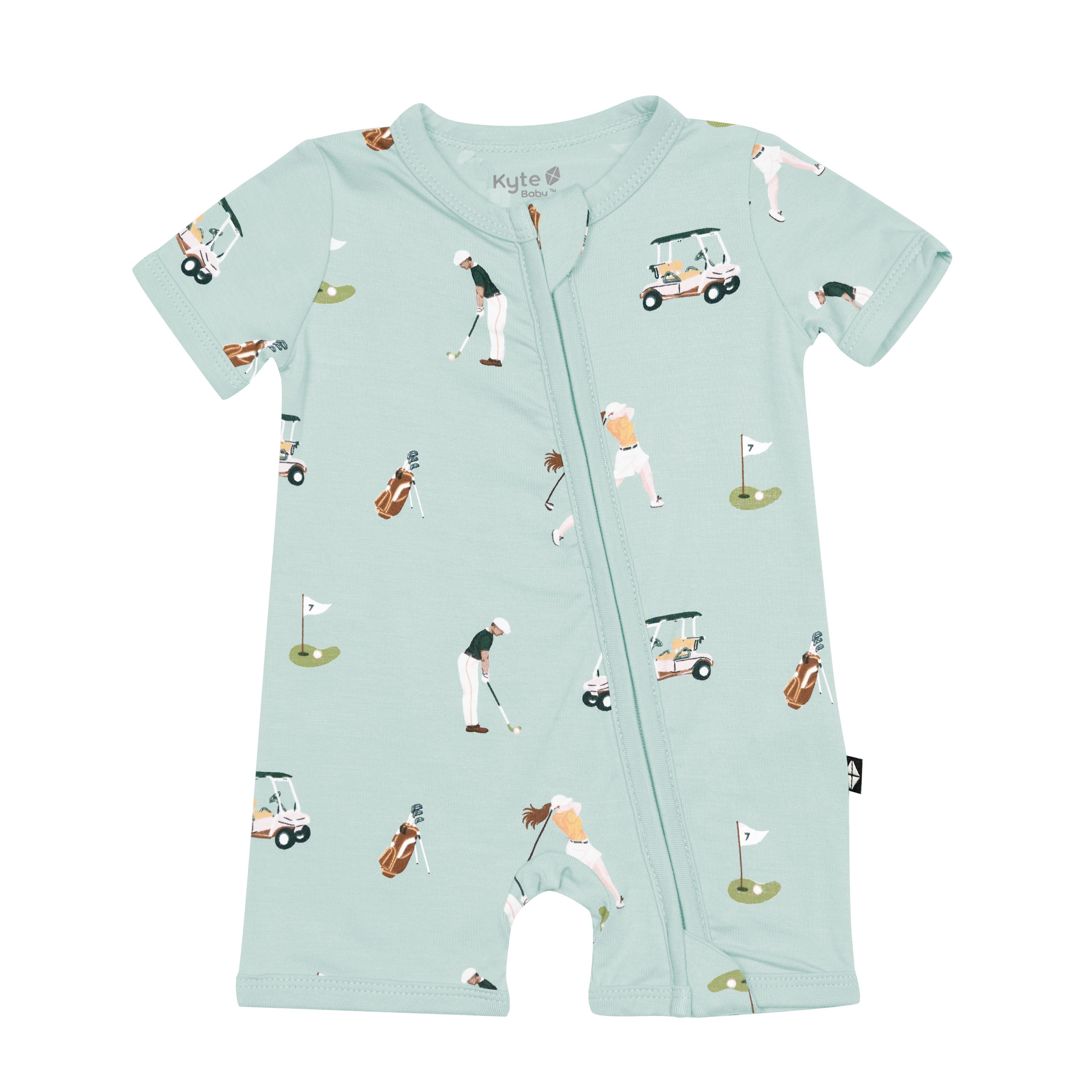 Kyte Baby Zippered Shortall Romper in Golf