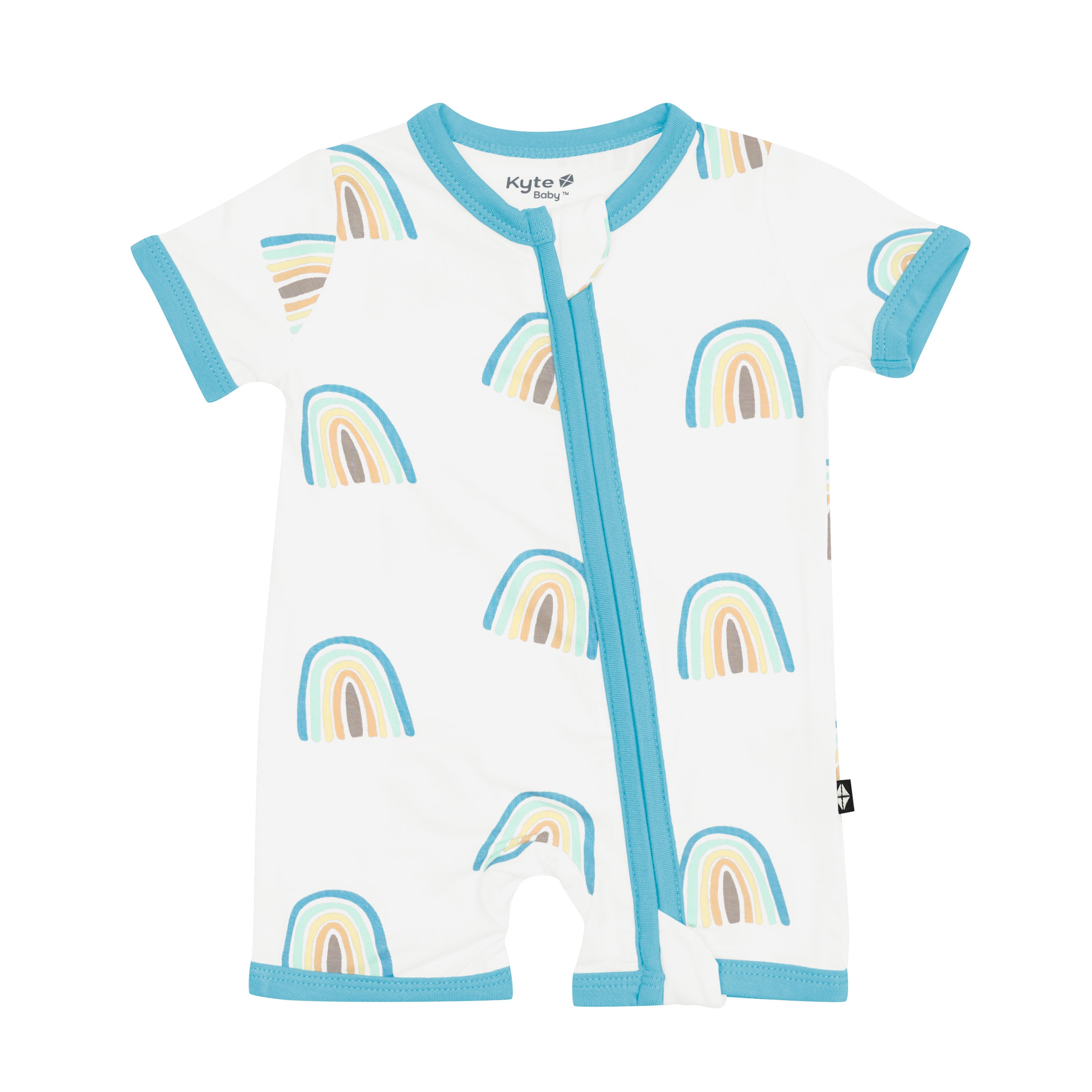 Kyte Baby Zippered Shortall Romper in Makai Rainbow
