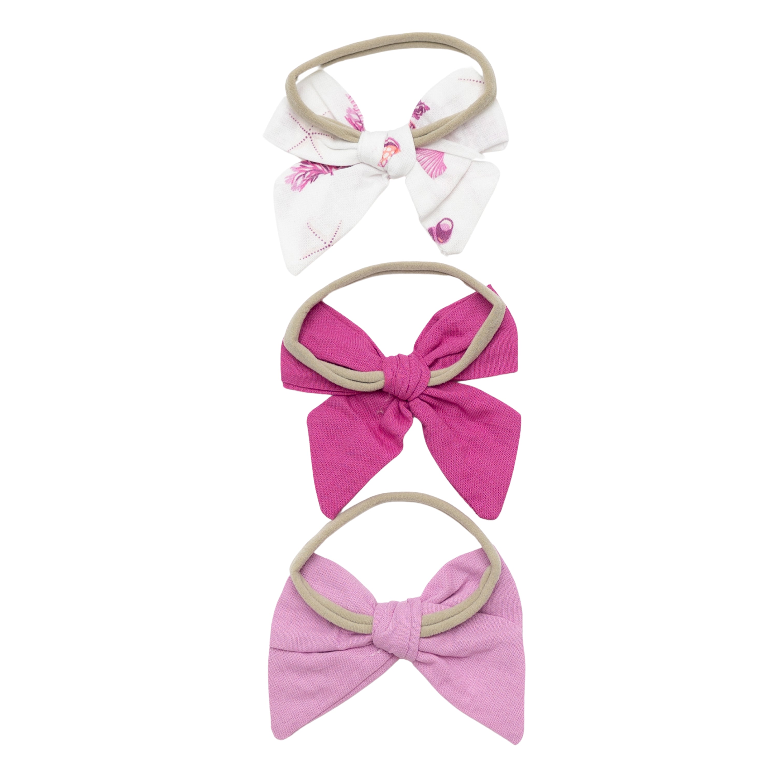 3-Pack Bows in Raspberry Shell, Bubblegum, and Raspberry