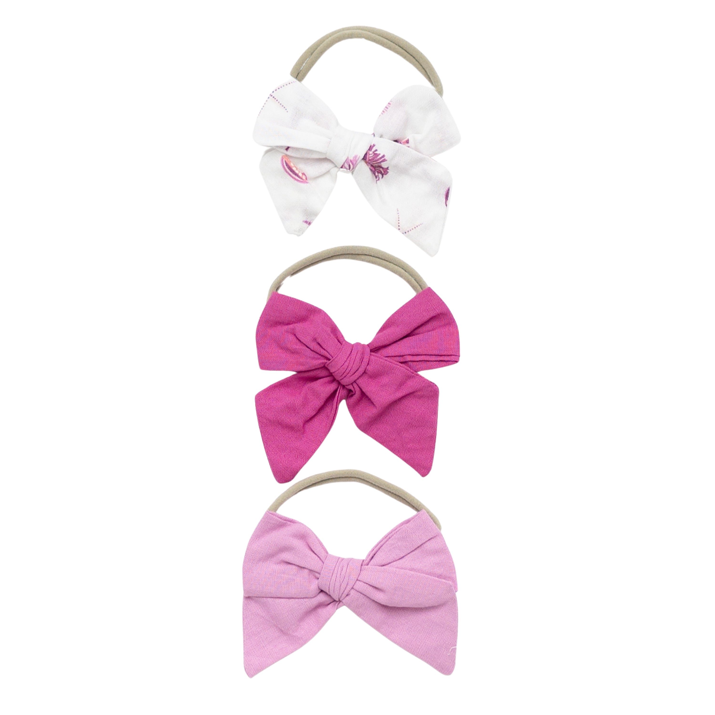3-Pack Bows in Raspberry Shell, Bubblegum, and Raspberry