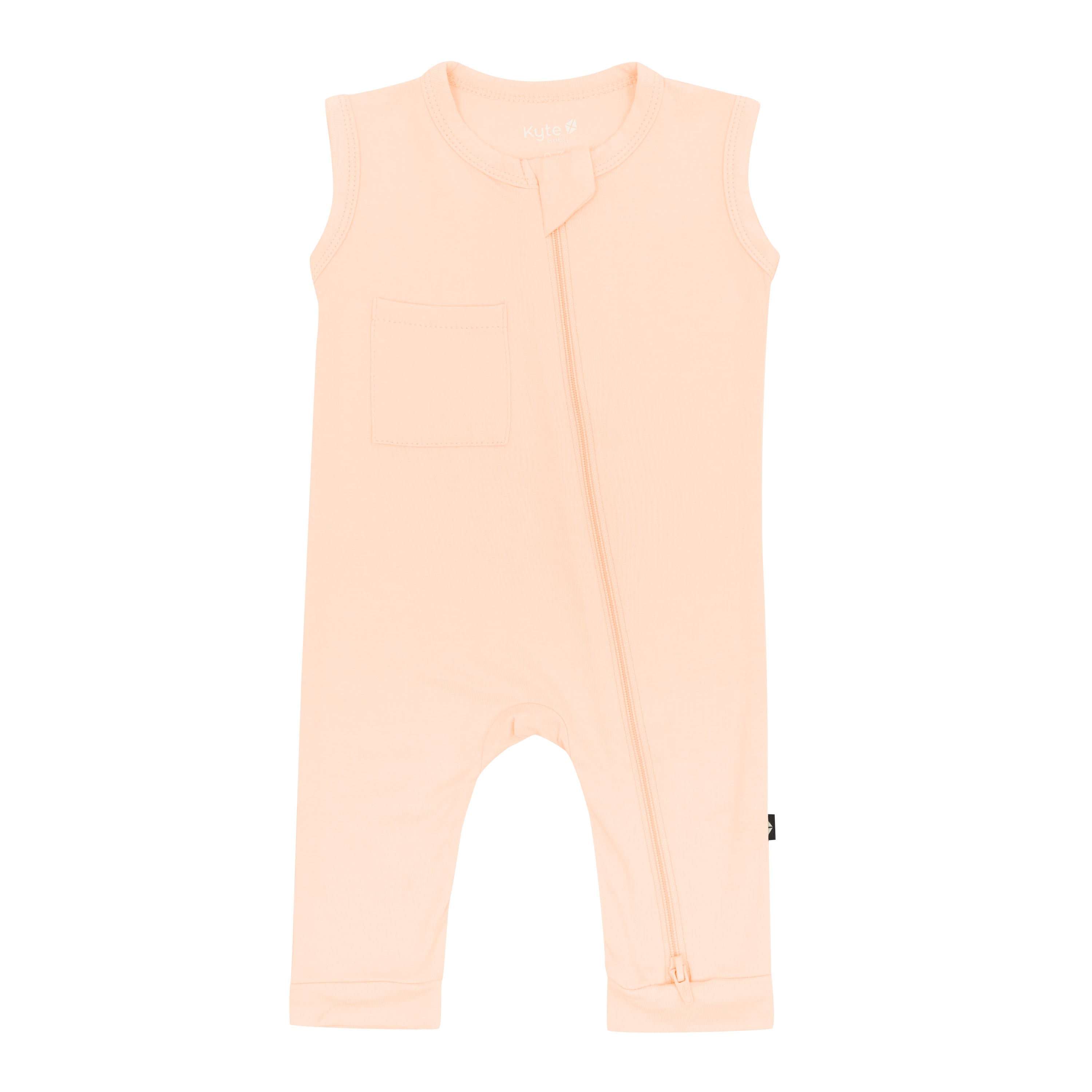 Kyte Baby's Zippered Sleeveless Romper in Canyon