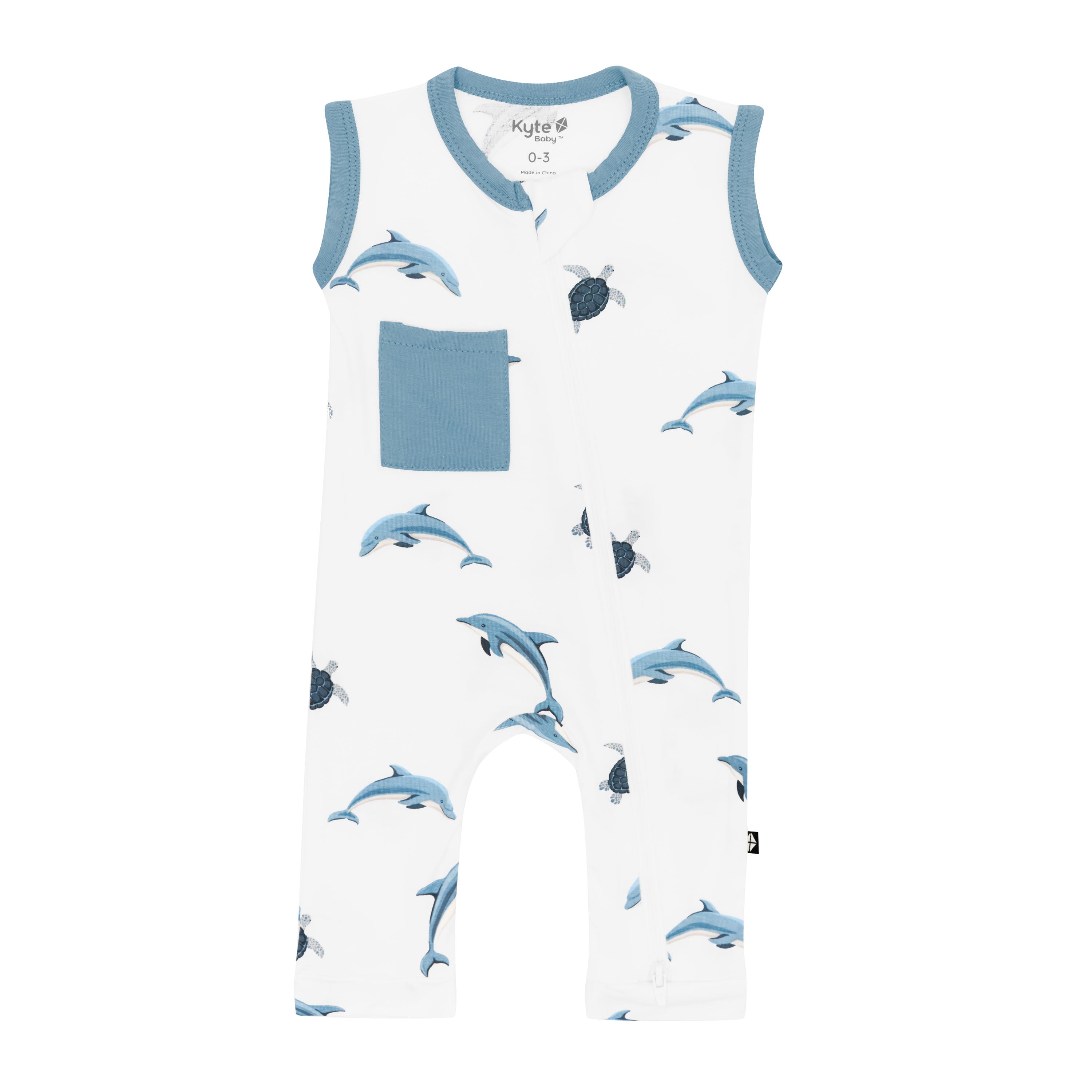 Kyte Baby Zippered Sleeveless Romper in Dolphin