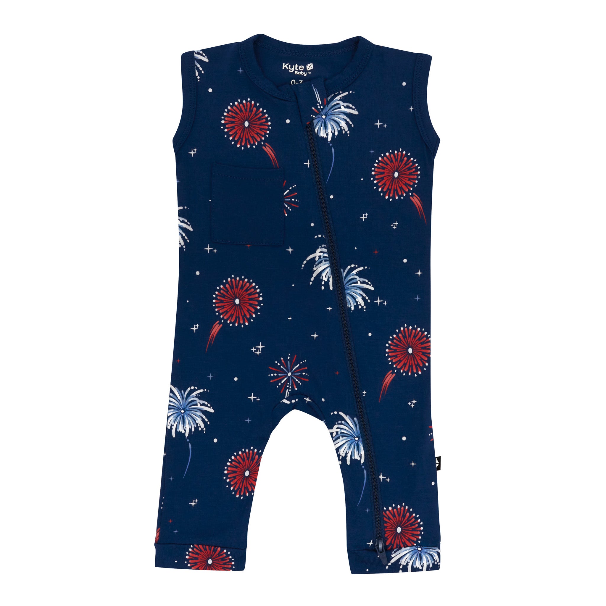 Kyte Baby's Zippered Sleeveless Romper in Celebration