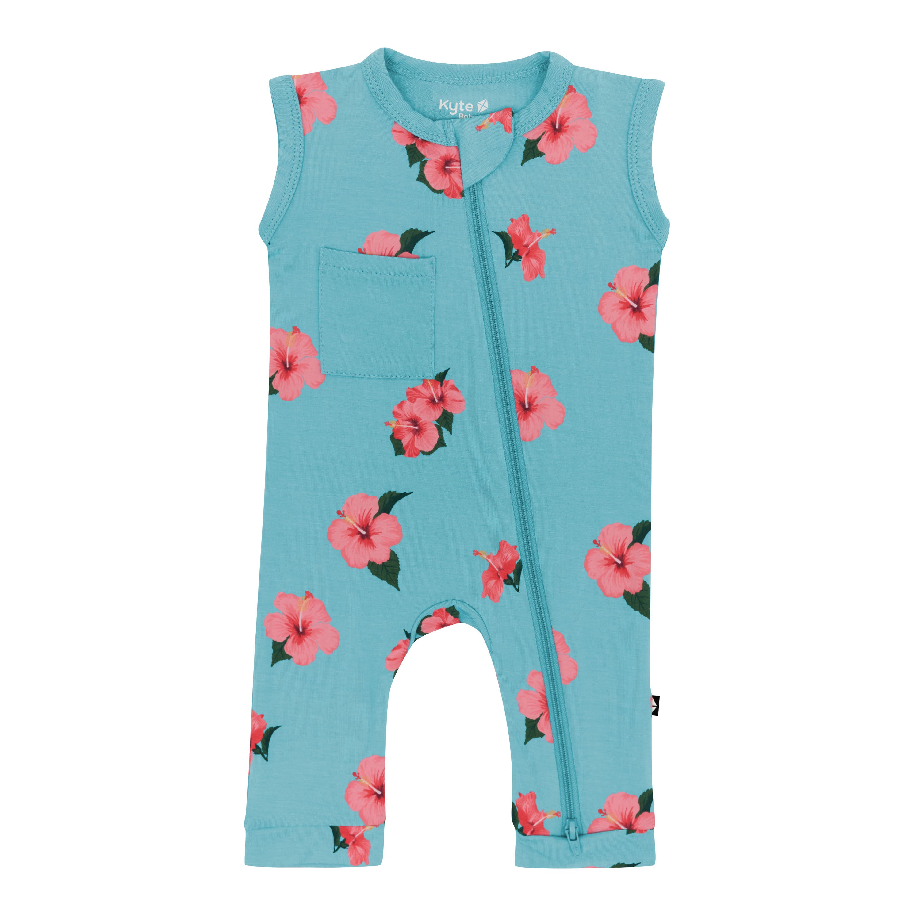 Kyte Baby Zippered Sleeveless Romper in Hibiscus