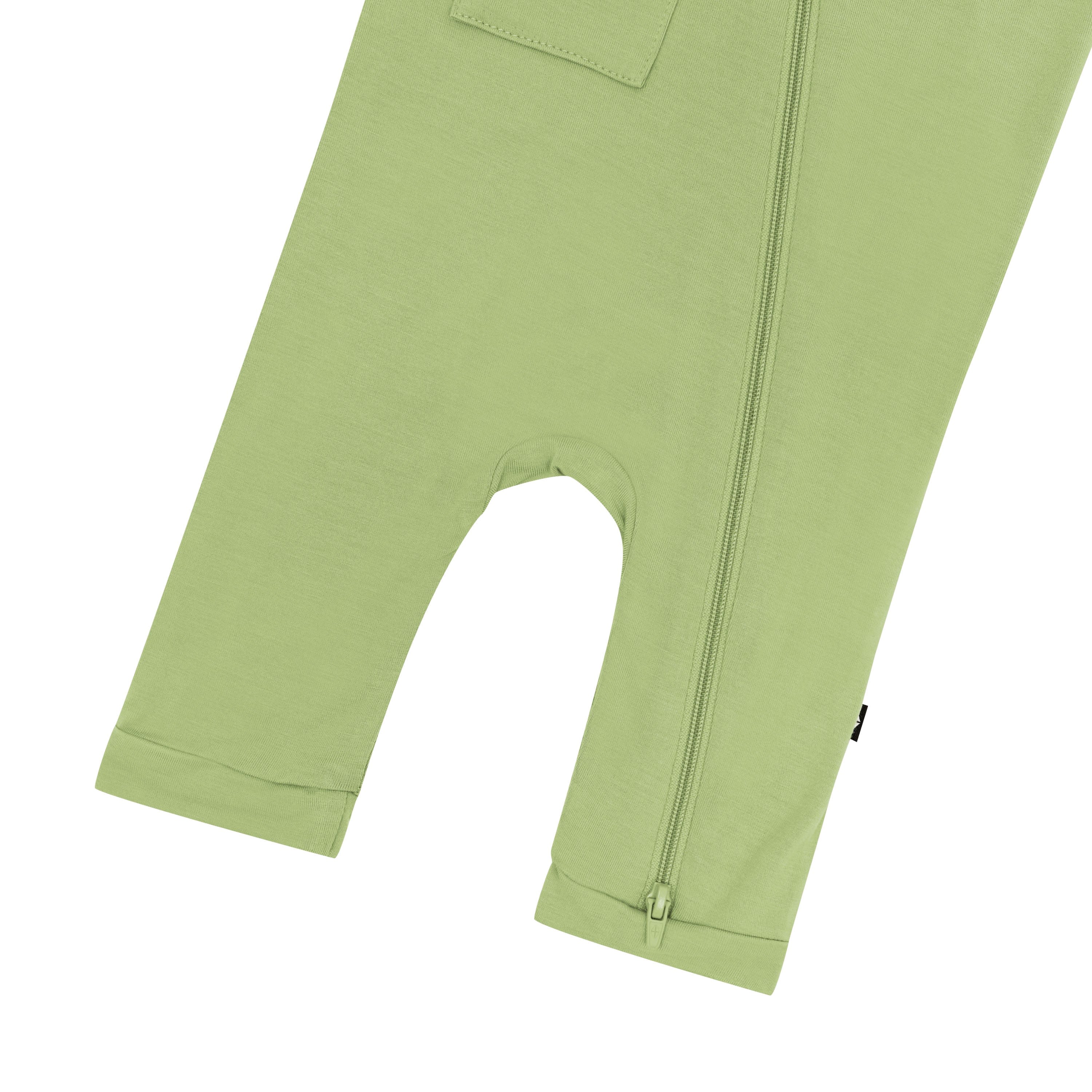 Capri length Kyte Baby Sleeveless Zippered Romper in Honu