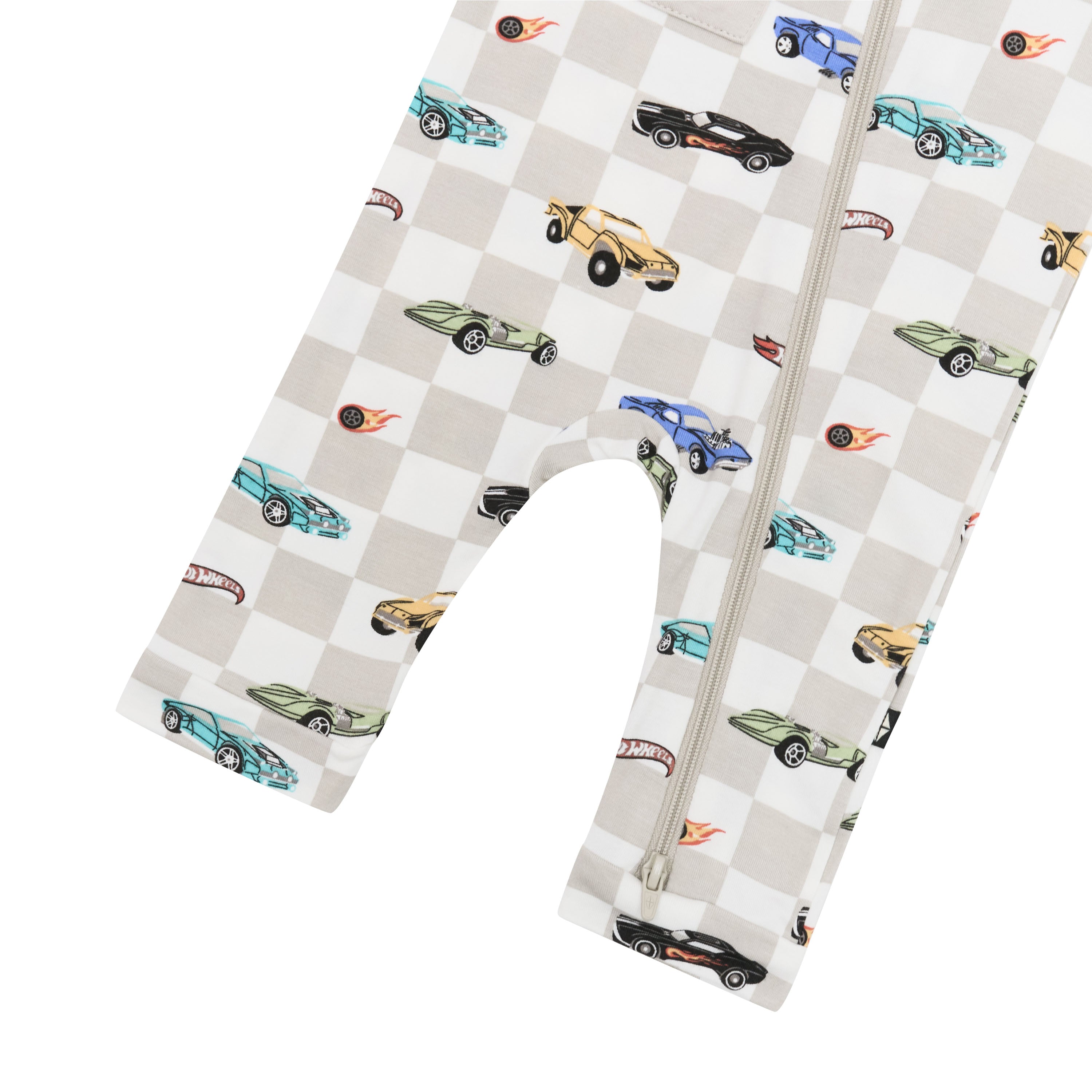 Zipper closure shown on the leg of the Zippered Sleeveless Romper in Fast and Fierce