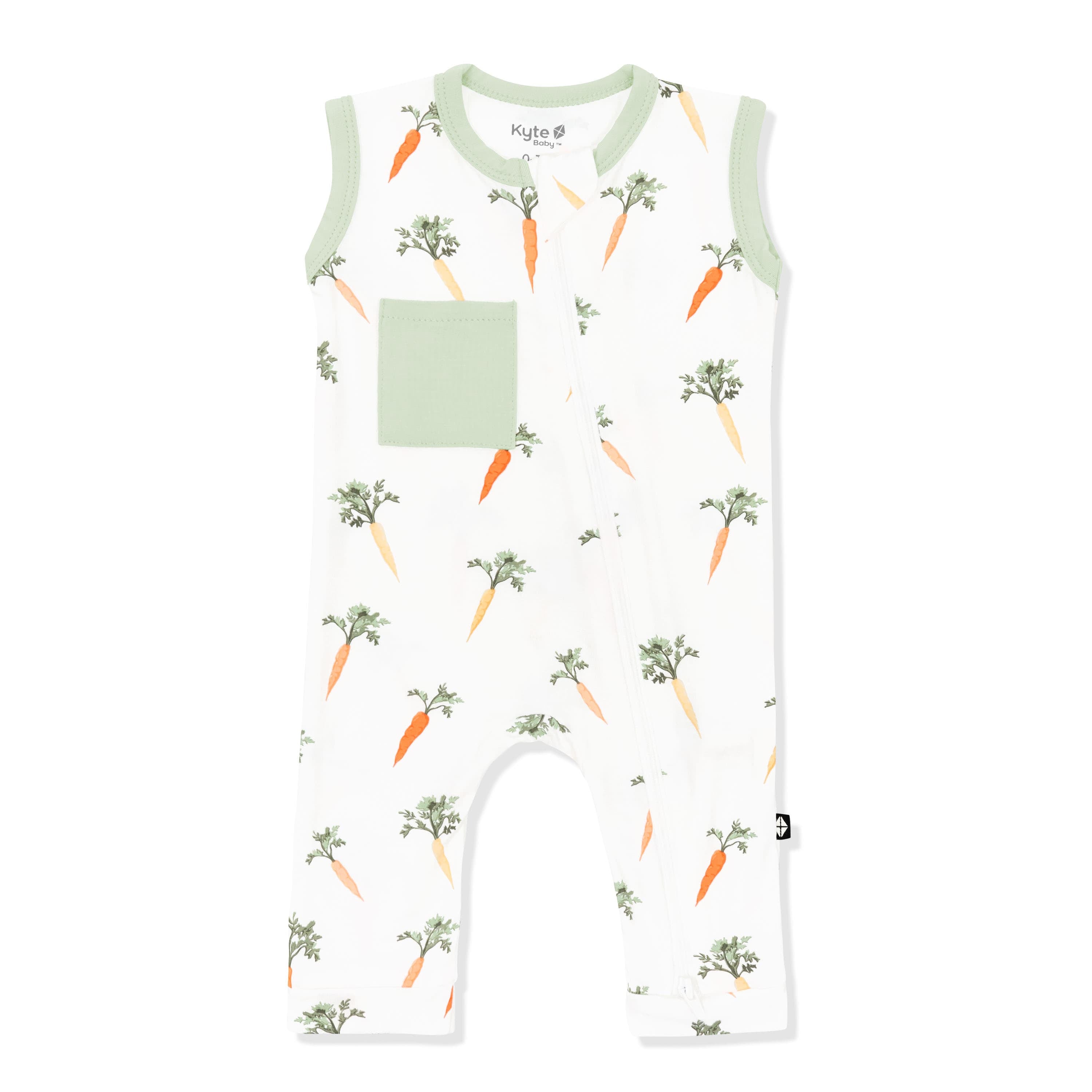 Product photo of the Zippered Sleeveless Romper in Carrot