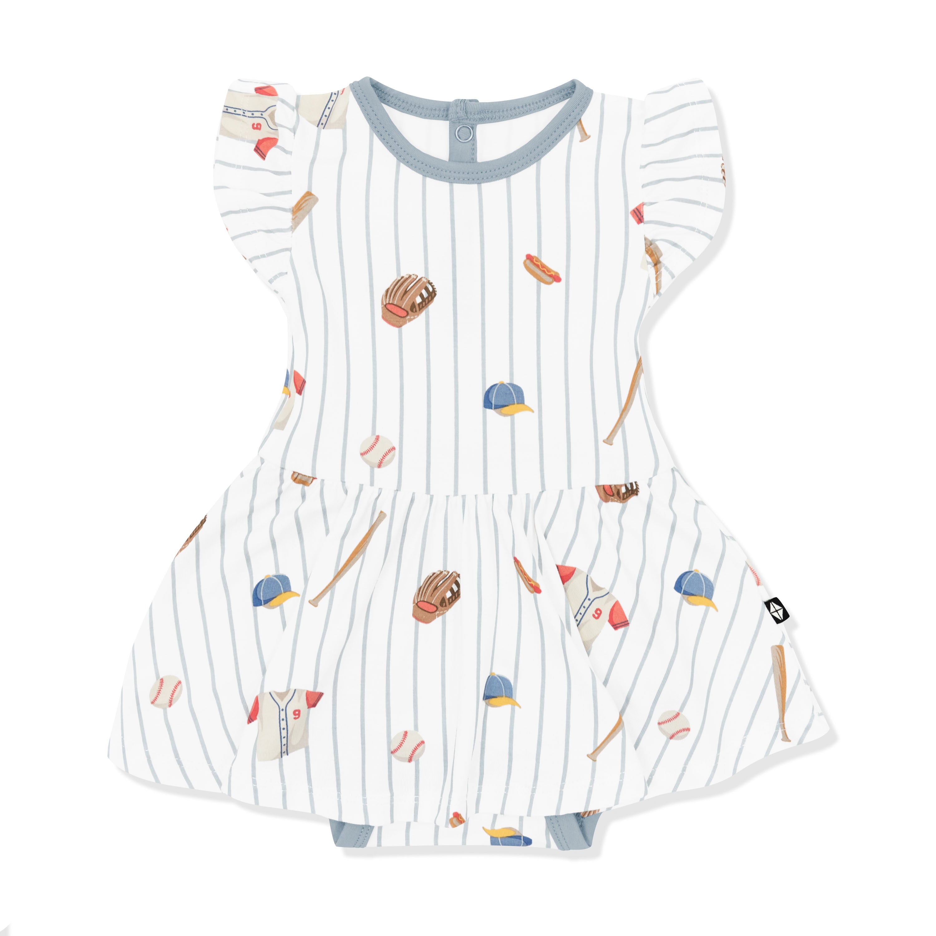 Twirl Bodysuit Dress in Home Run on a white surface